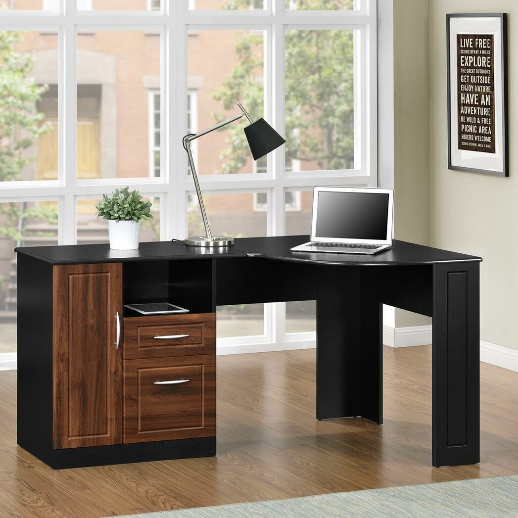 Avalon Computer Desk Wayfair   Avalon Corner Desk Cherry Black 9306296COM 