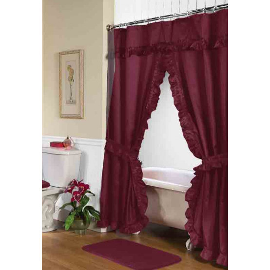 Carnation Home Fashions Lauren Dobby Double Swag Shower Curtain