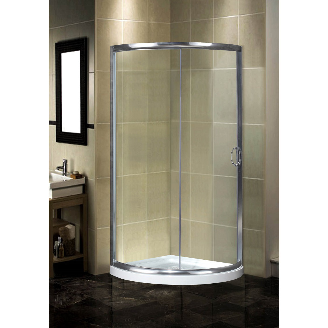 SemiFrameless 40" x 40" x 77.5" Round Bypass Shower Enclosure with