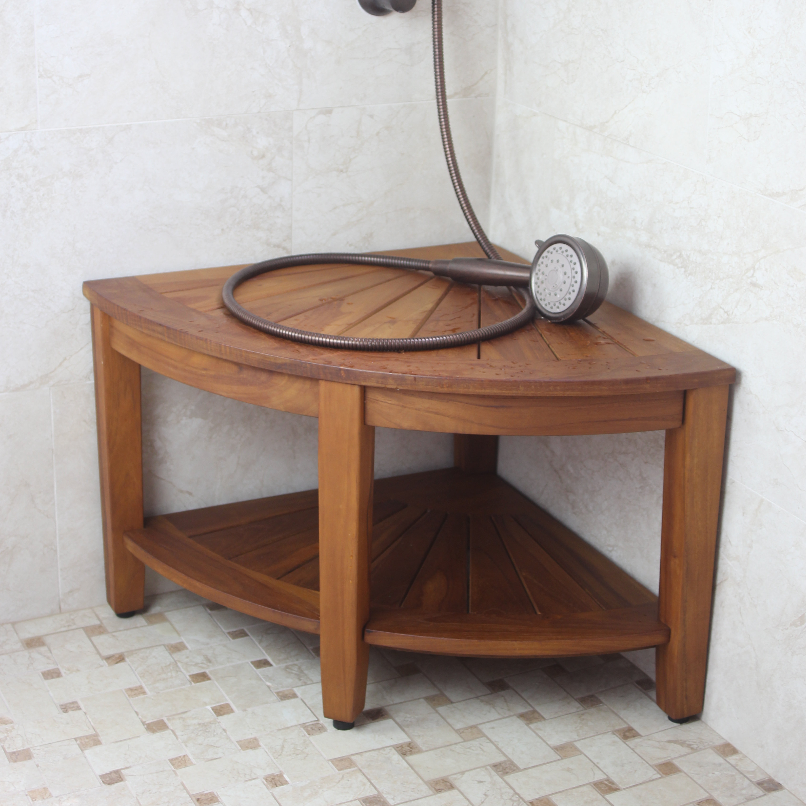Corner Shower Stool with Shelf Wayfair