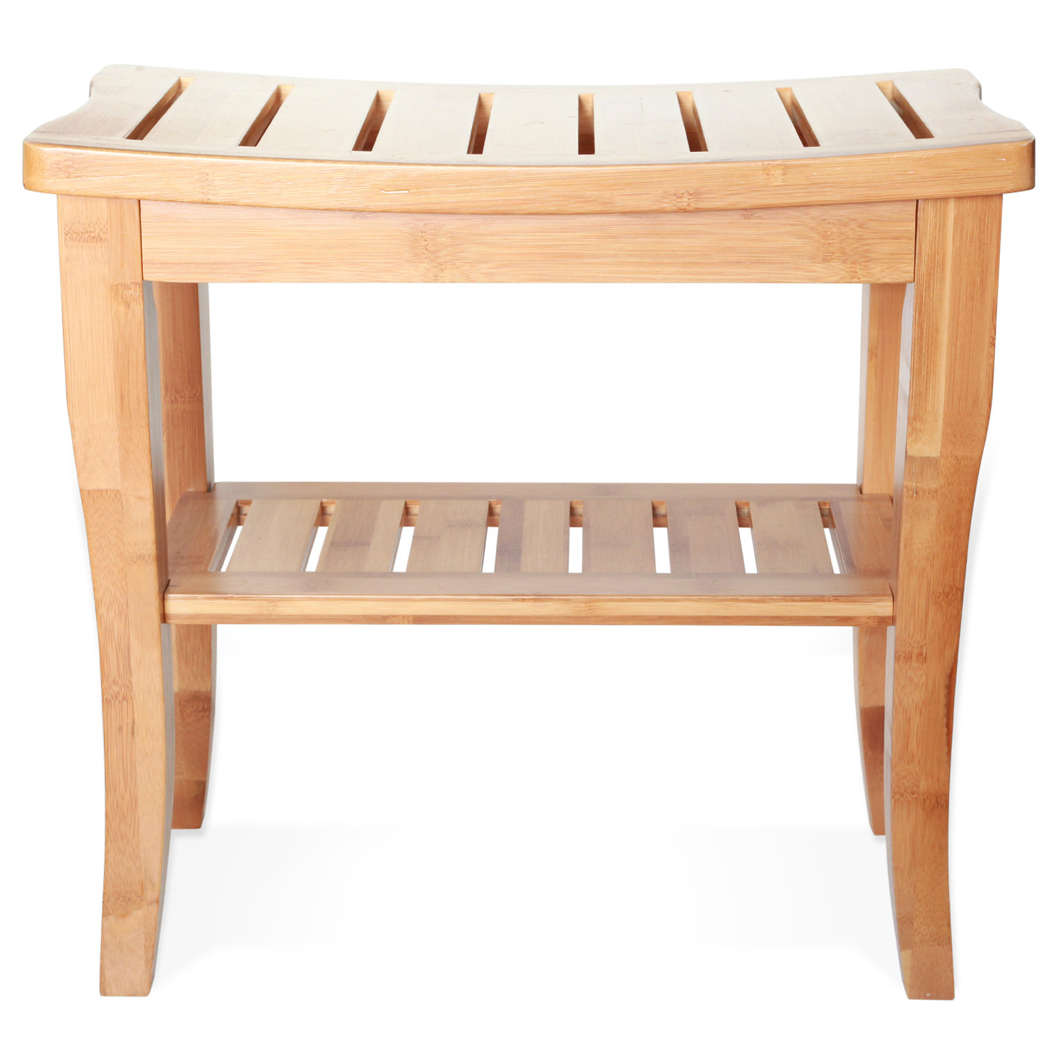 Toilet Tree Products Deluxe Bamboo Shower Seat Bench with Storage Shelf