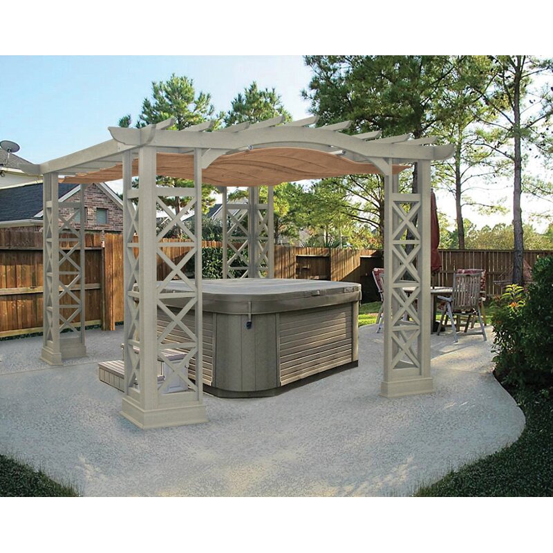 6" H x 12' W x 14' D Retractable Pergola Sunshade | Wayfair