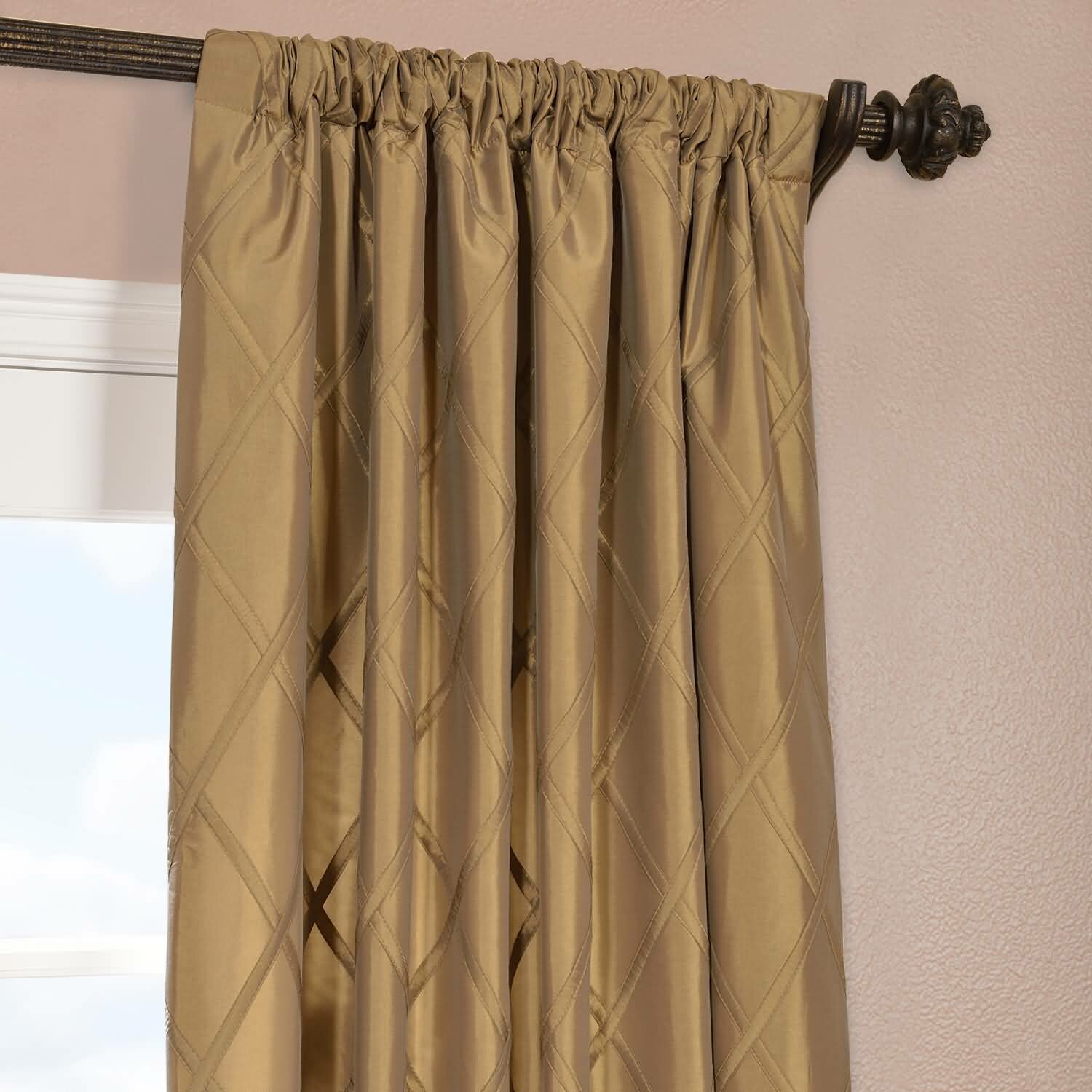 Alexandria Faux Taffeta Silk Semi-Opaque Single Curtain Panel | Wayfair