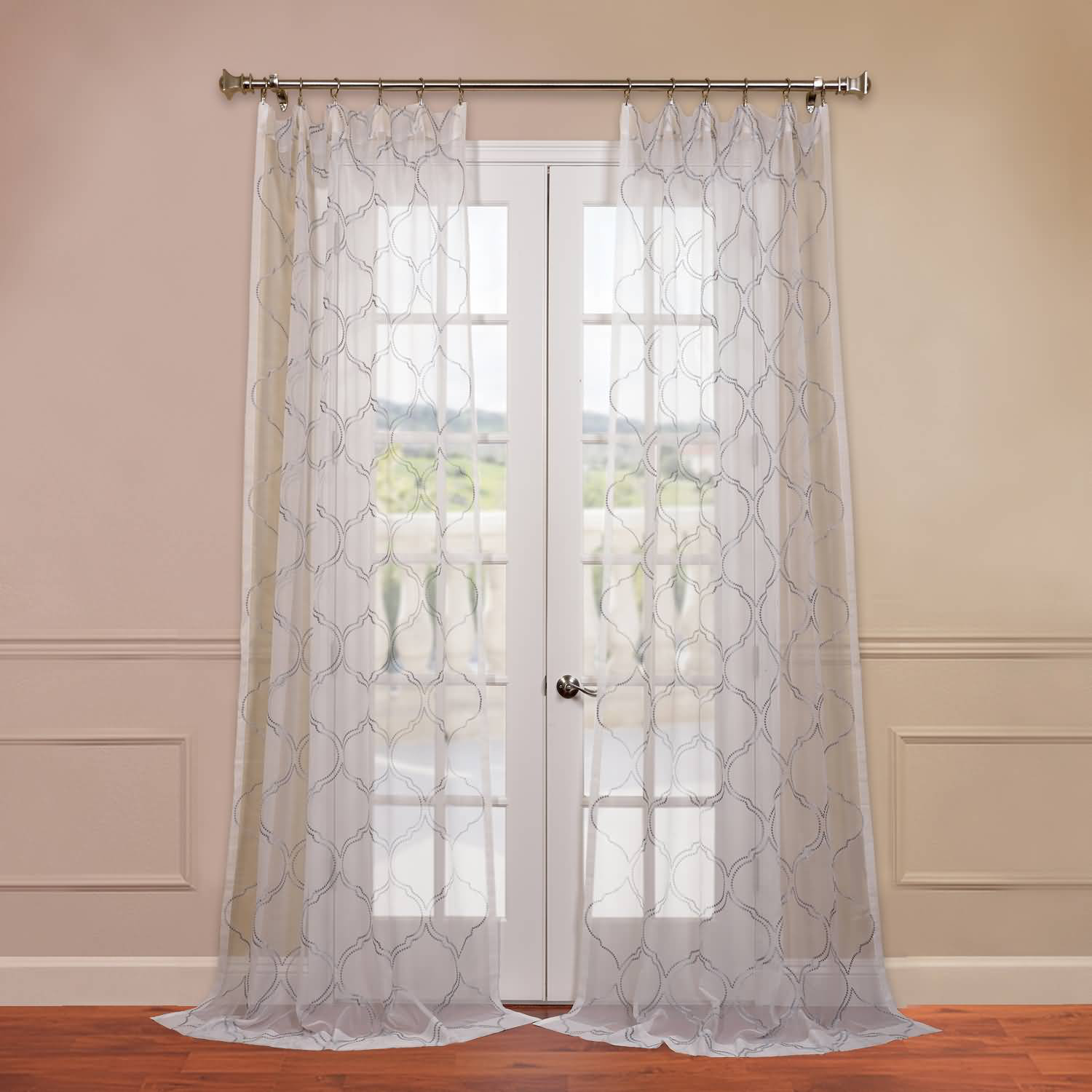 Half Price Drapes Florentina Embroidered Sheer Single Curtain Panel