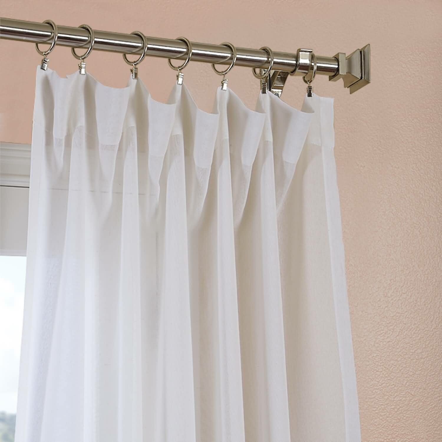 Half Price Drapes Faux Linen Sheer Rod Pocket Single Curtain Panel ...