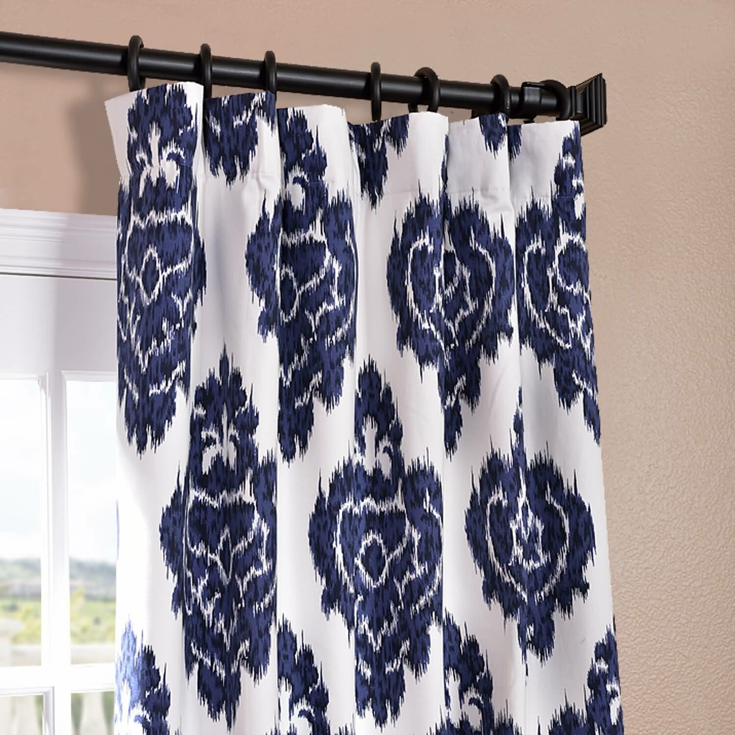 Ikat Printed Cotton Semi-Opaque Single Curtain Panel | Wayfair