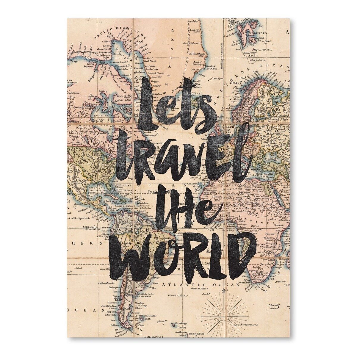 Let's Travel The World BW Poster Textual Art | Wayfair