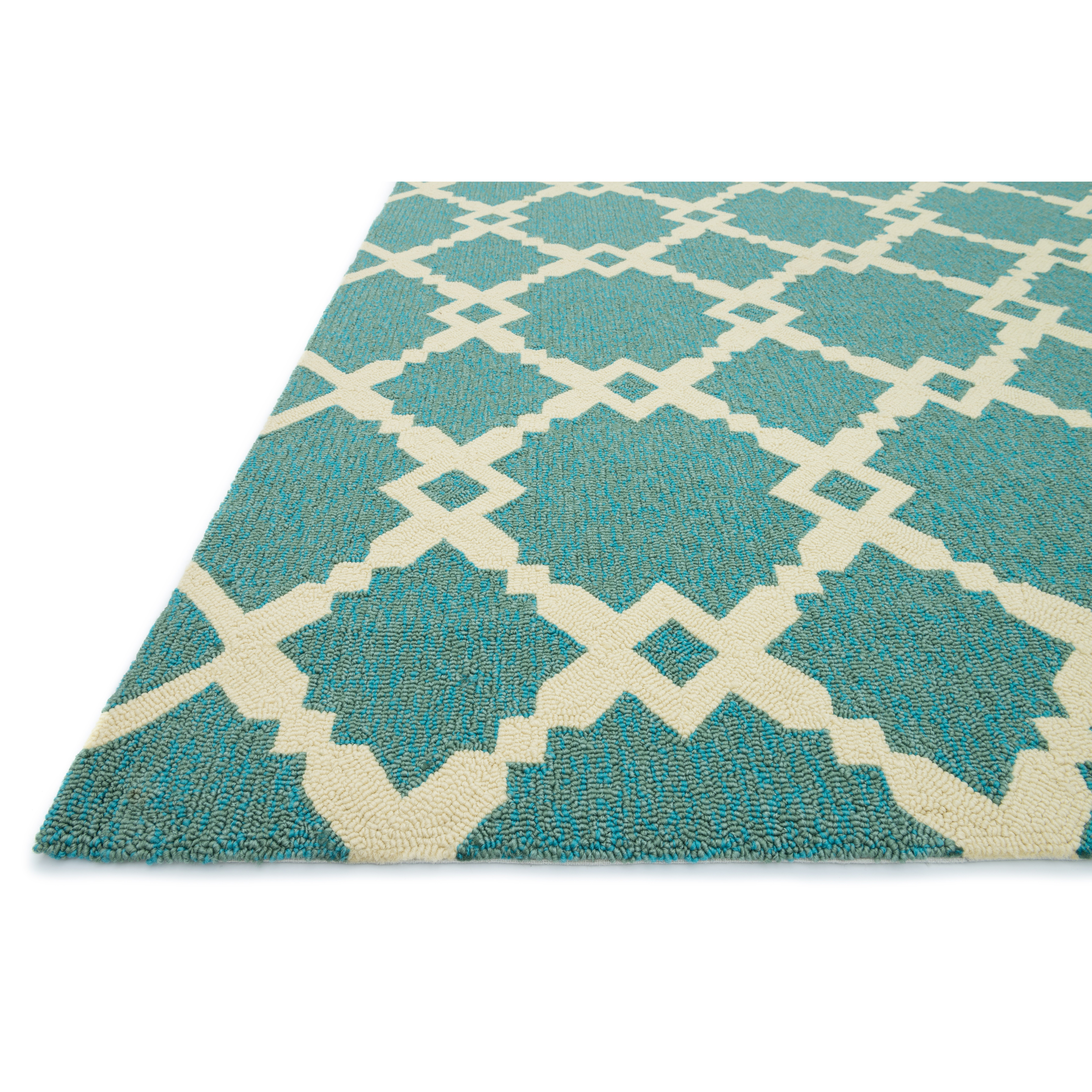 Loloi Rugs Ventura Geometric Turquoise/Ivory Indoor/Outdoor Area Rug