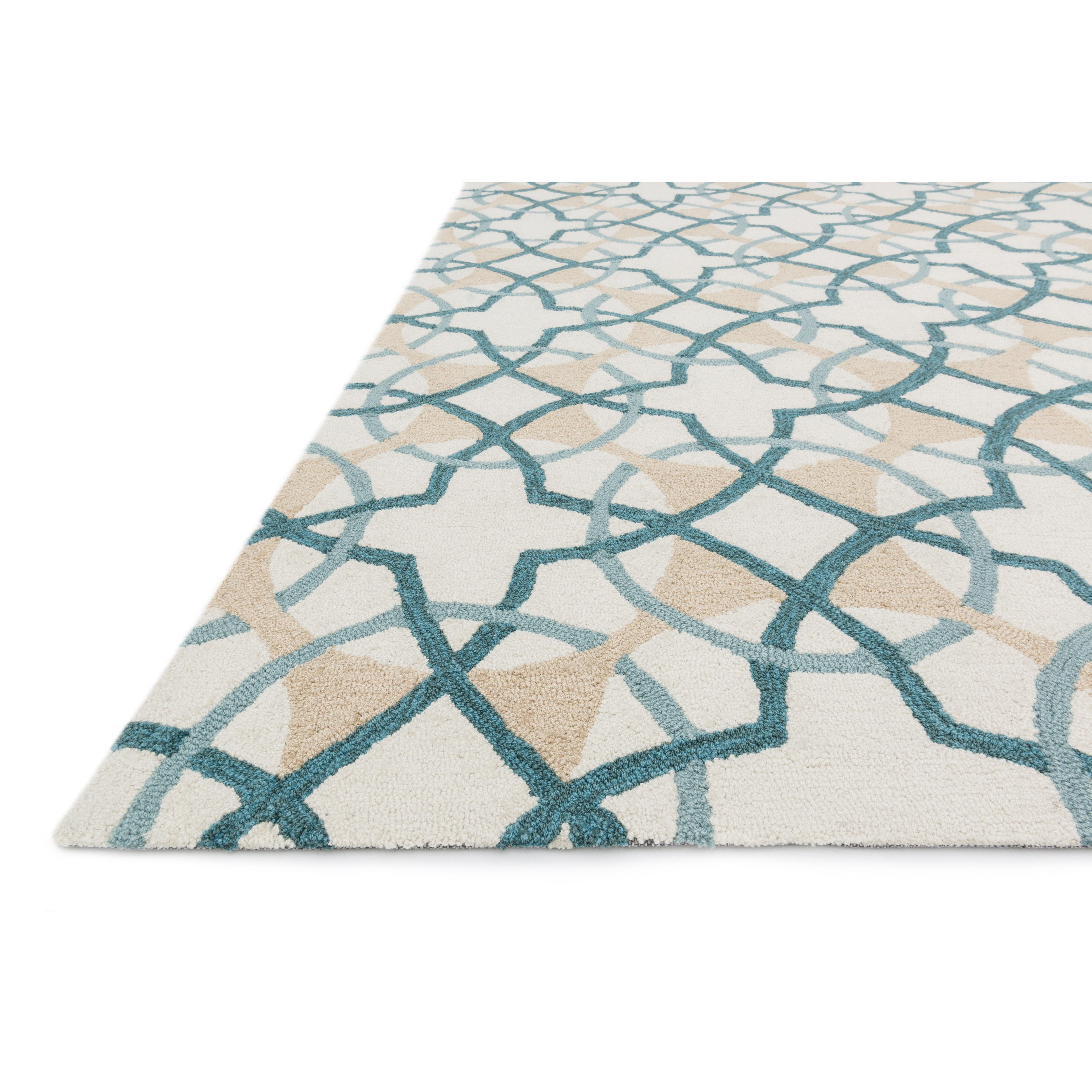 Francesca Ivory/Teal Geometric Area Rug Wayfair
