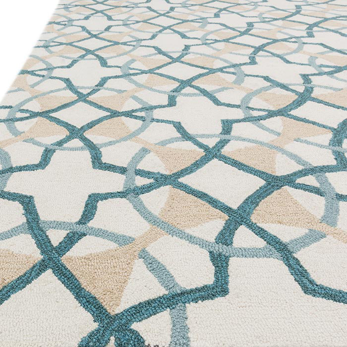 Francesca Ivory/Teal Geometric Area Rug Wayfair