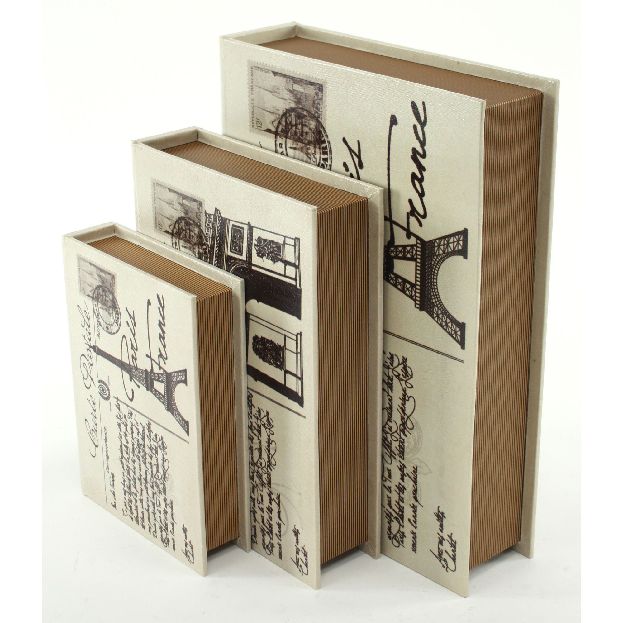 3 Piece Paris Faux Book Box Set Wayfair