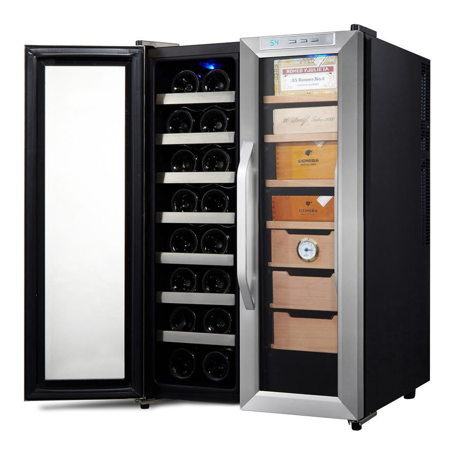 16 Bottle Dual Zone Freestanding Wine Refrigerator / Cigar Humidor