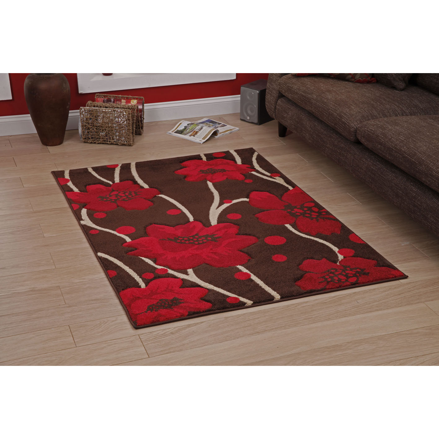 Think Rugs Verona Brown/Red Area Rug & Reviews Wayfair UK