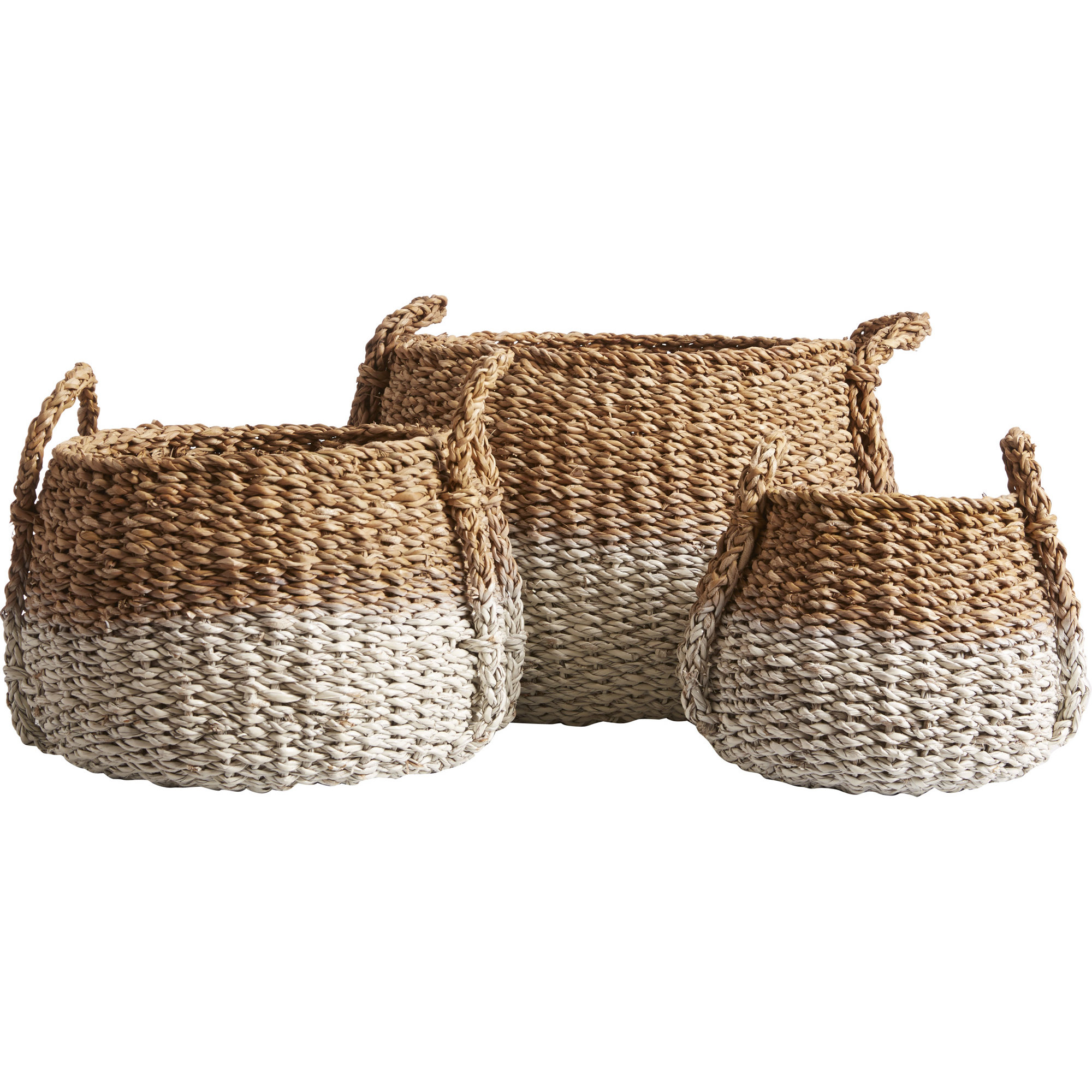 Seagrass 3 Piece Round Basket Set with Handle Wayfair