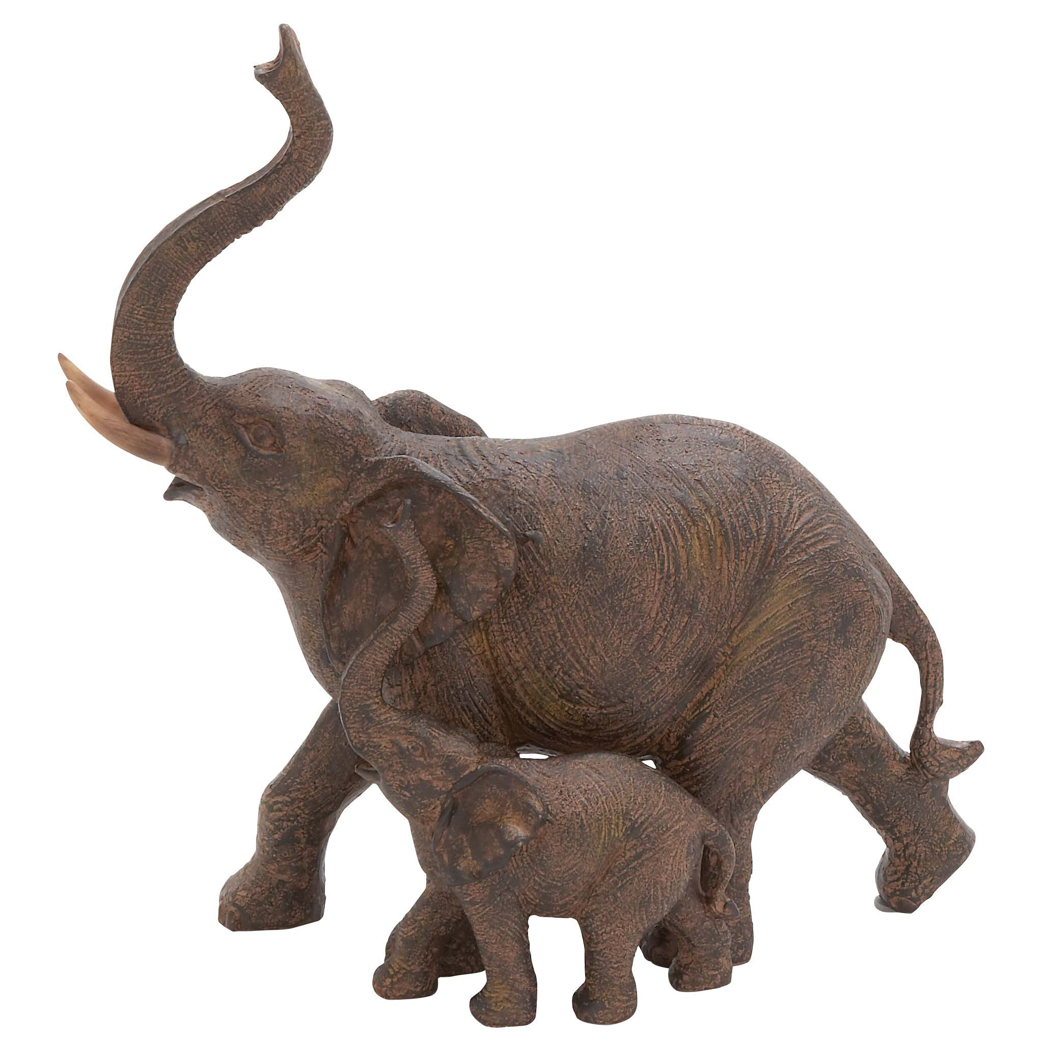 Trumpeting Mother and Baby African Elephant Figurine Wayfair