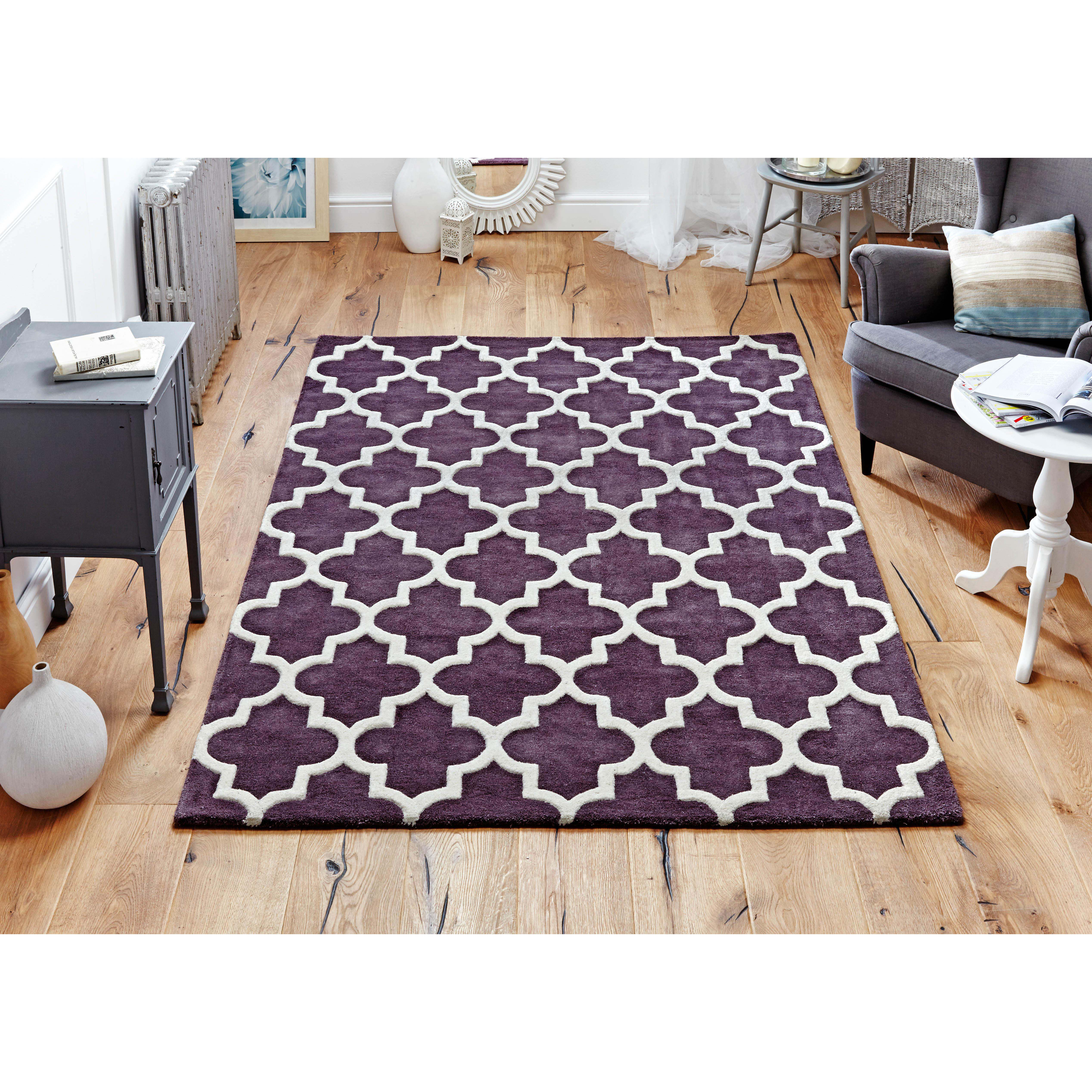 Arabesque HandTufted Mauve Area Rug Wayfair UK