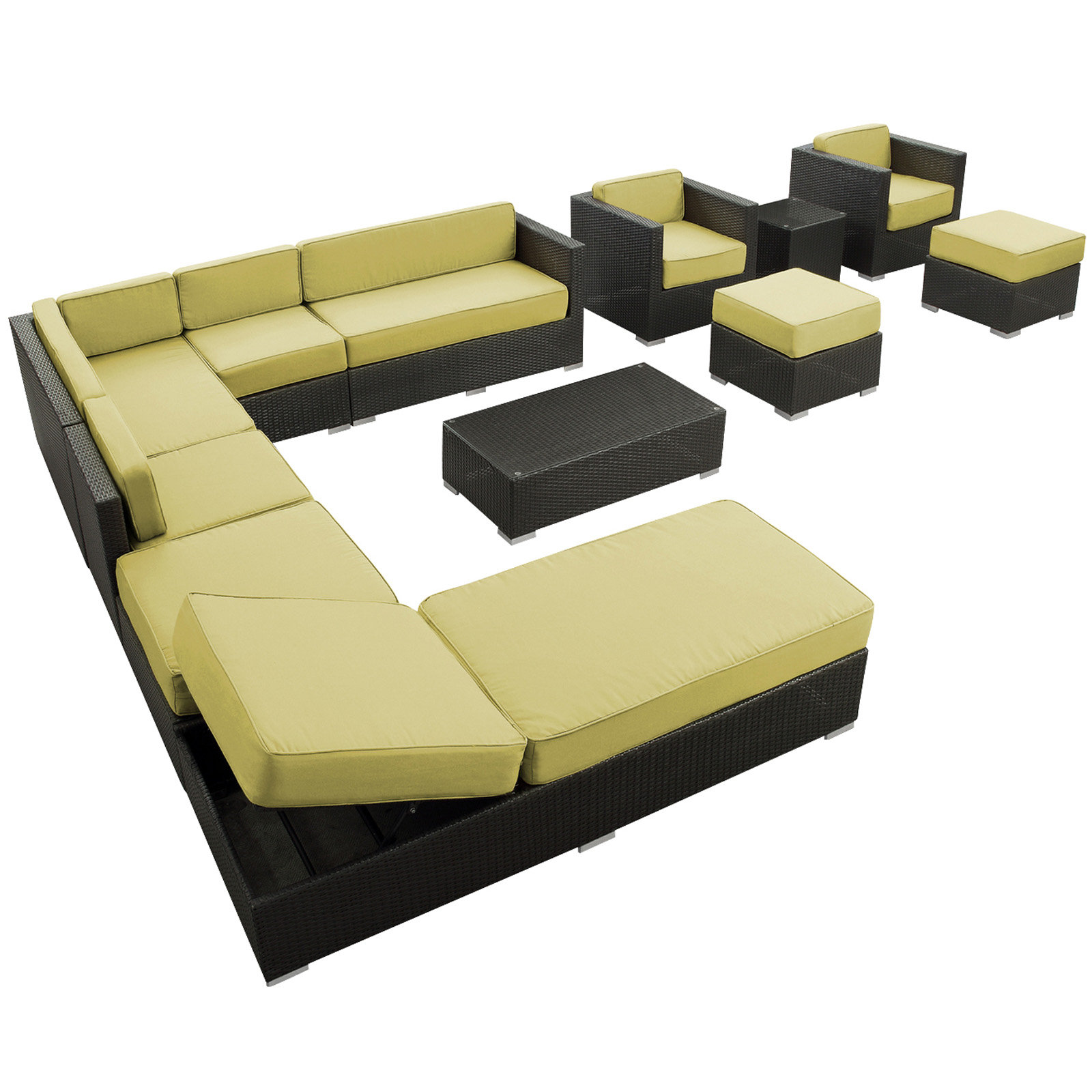 Modway Fusion 12 Piece Sectional Deep Seating Group with Cushions