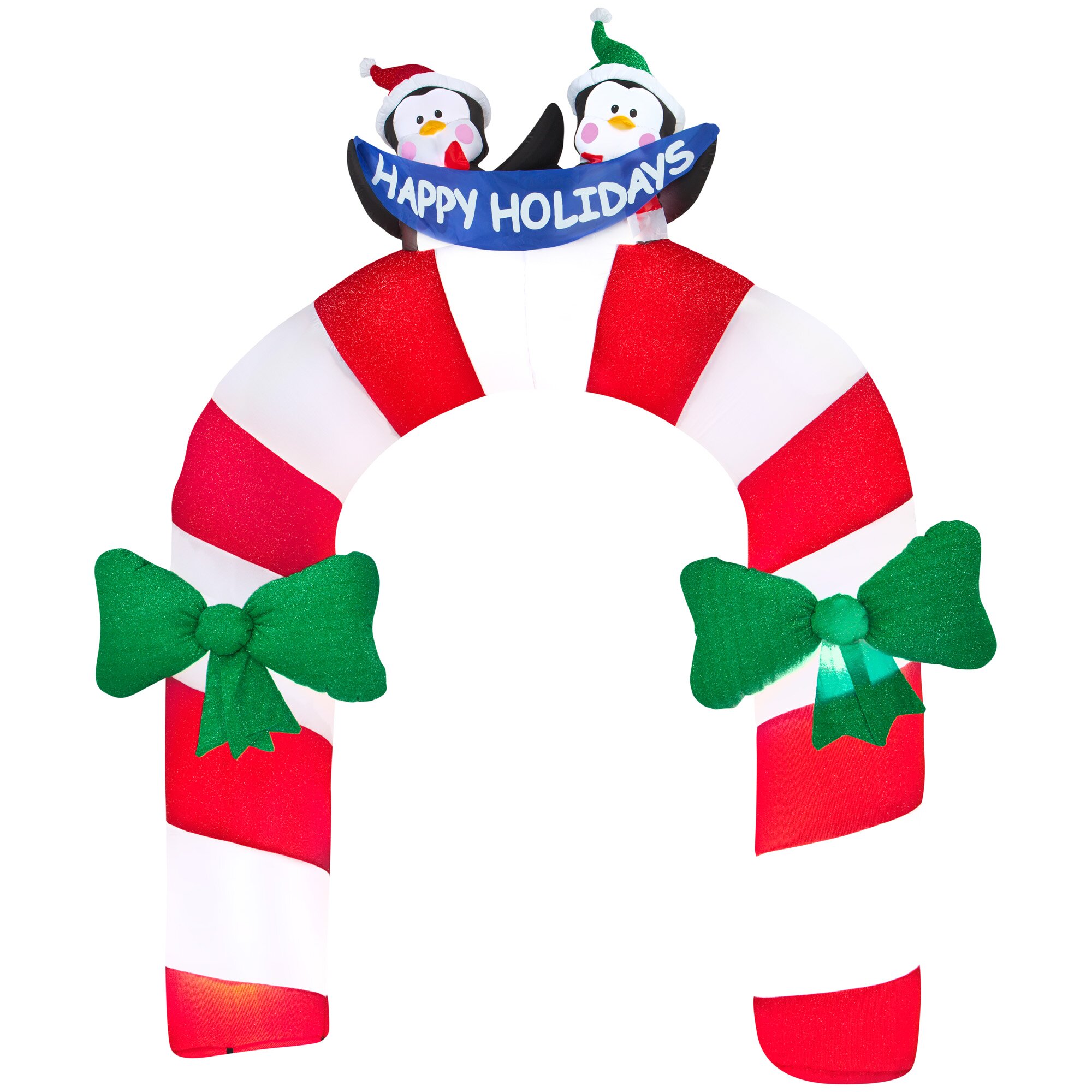 Airblown Candy Cane Archway with Penguin Christmas 