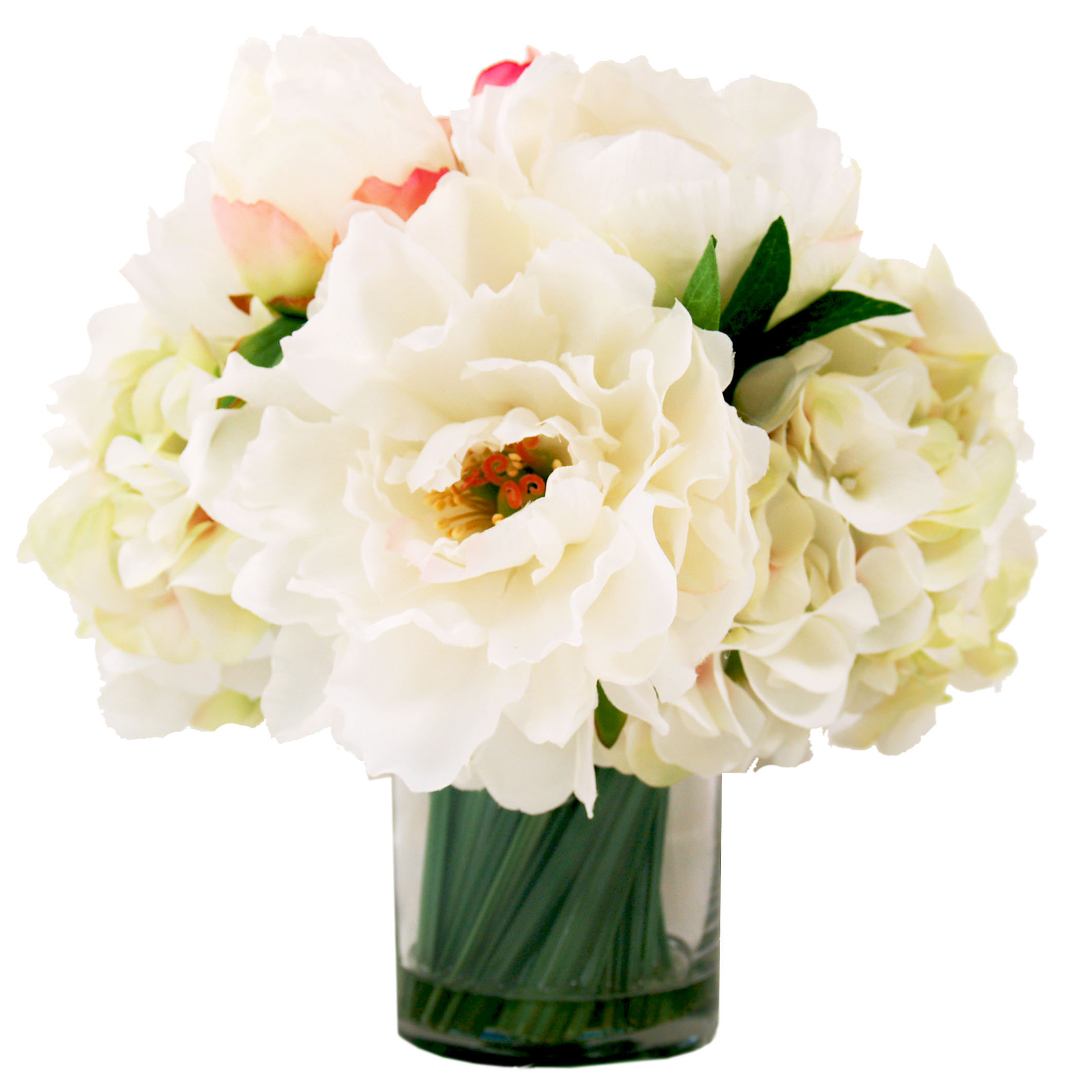 White Peonies in Water Vase Wayfair