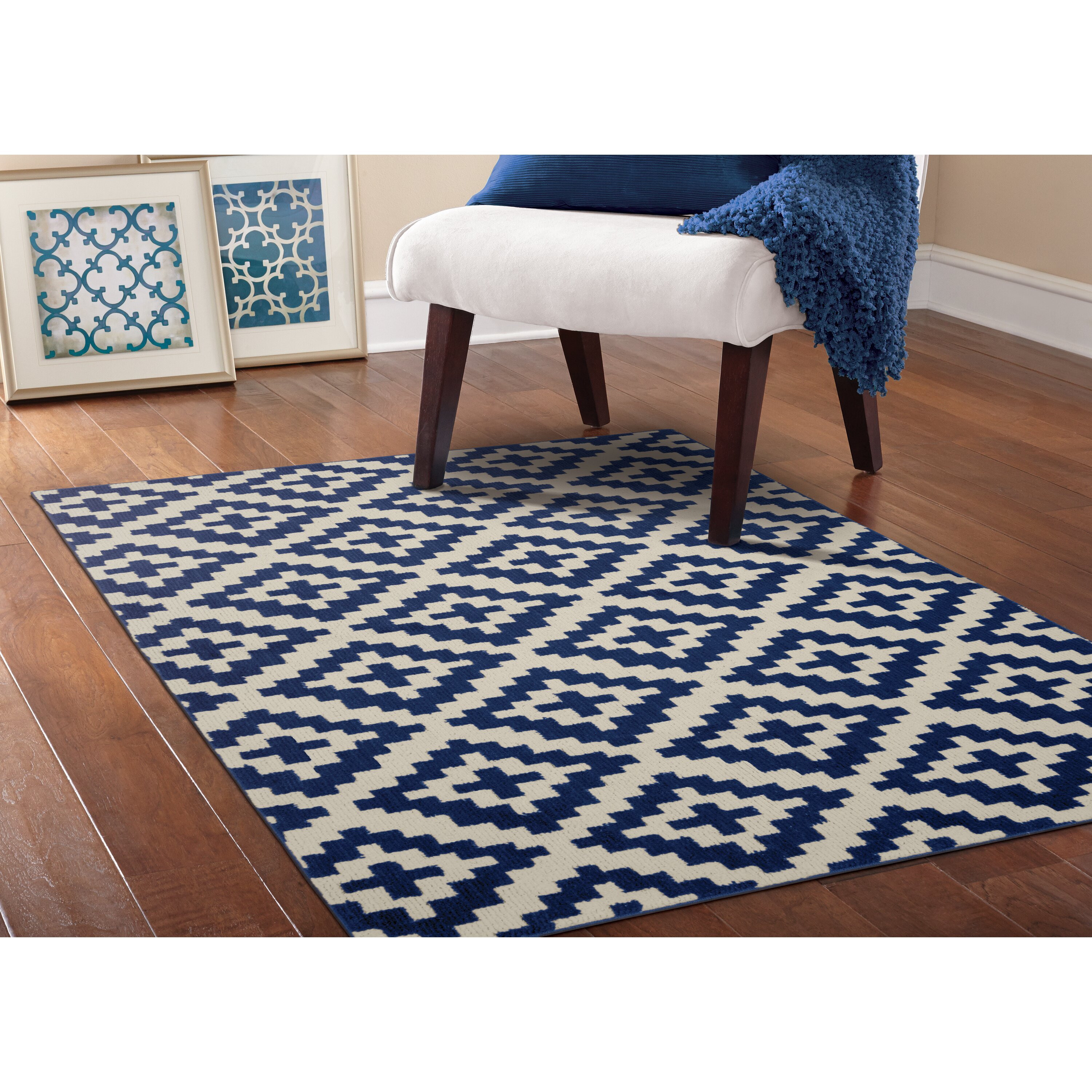 Garland Rug Southwest Indigo/Ivory Area Rug | Wayfair