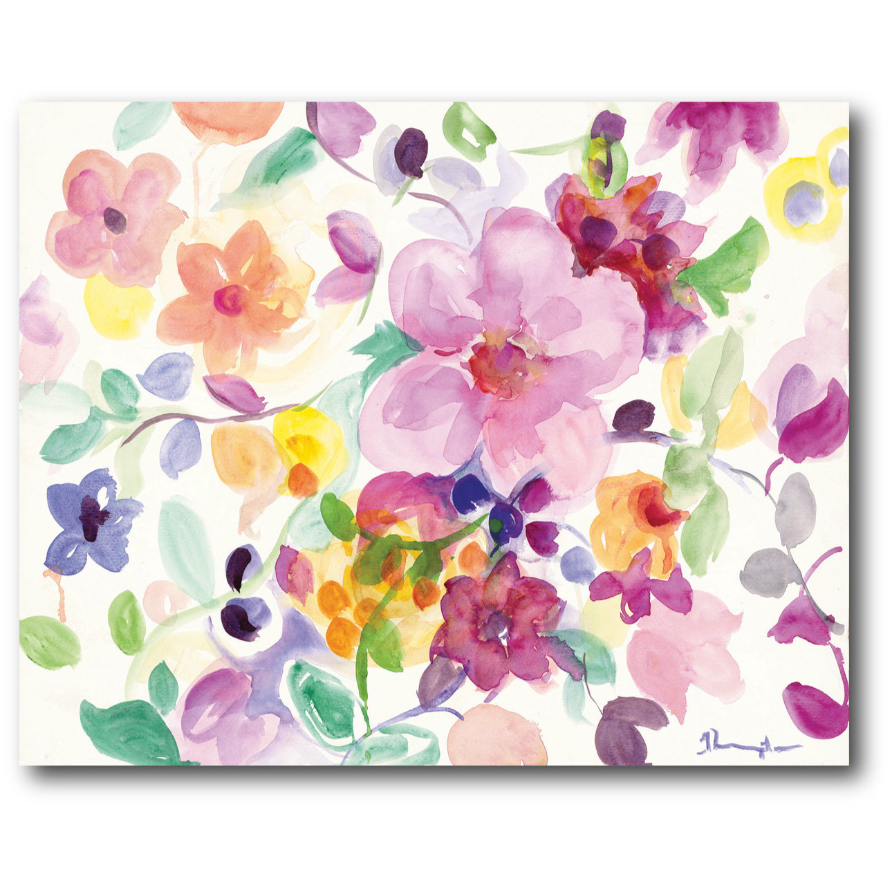 Courtside Market Watercolor Dreamy Flowers II Painting Print on Wrapped