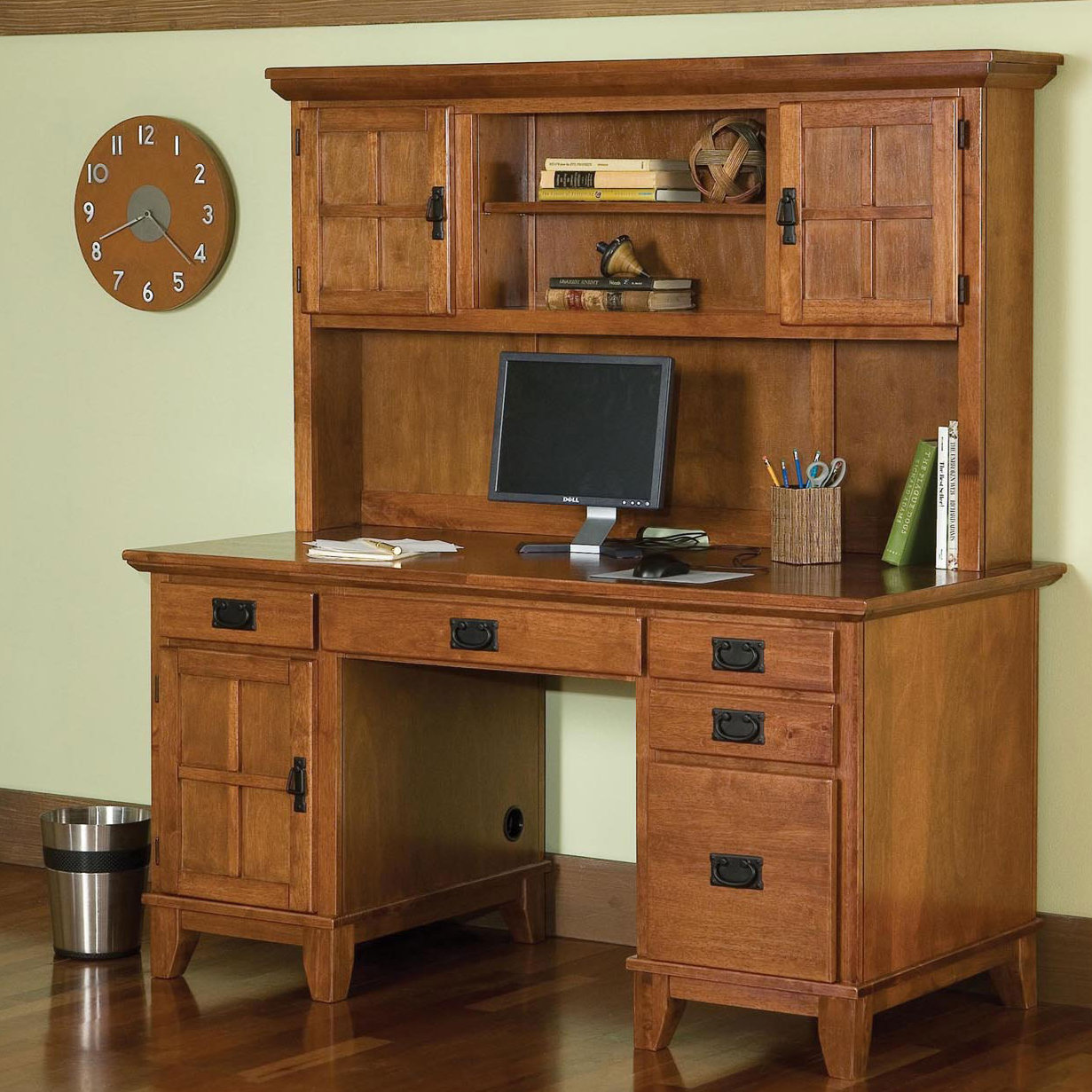 Arts and Crafts Pedestal Computer Desk and Hutch Wayfair