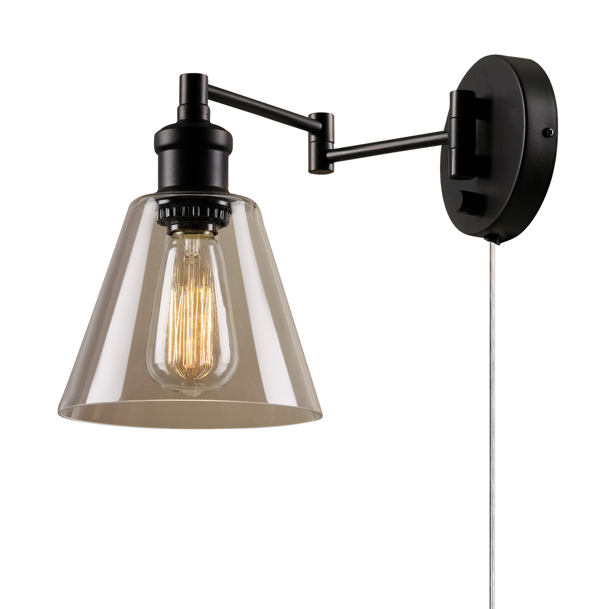 Globe Electric Company Adison 1 Light Plug In Industrial Wall Sconce with Hardwire Conversion ...