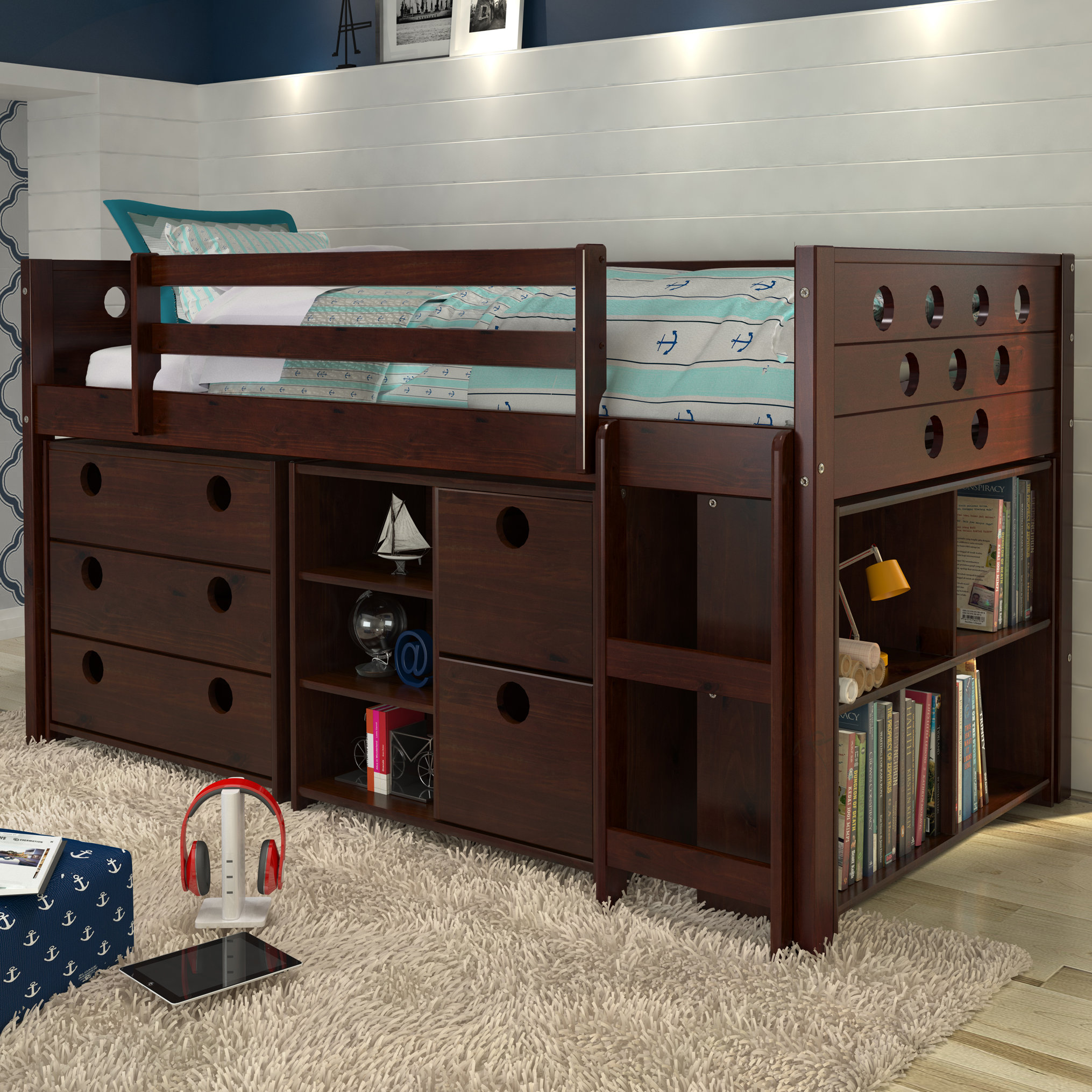 Circles Twin Loft Bed with Storage Wayfair