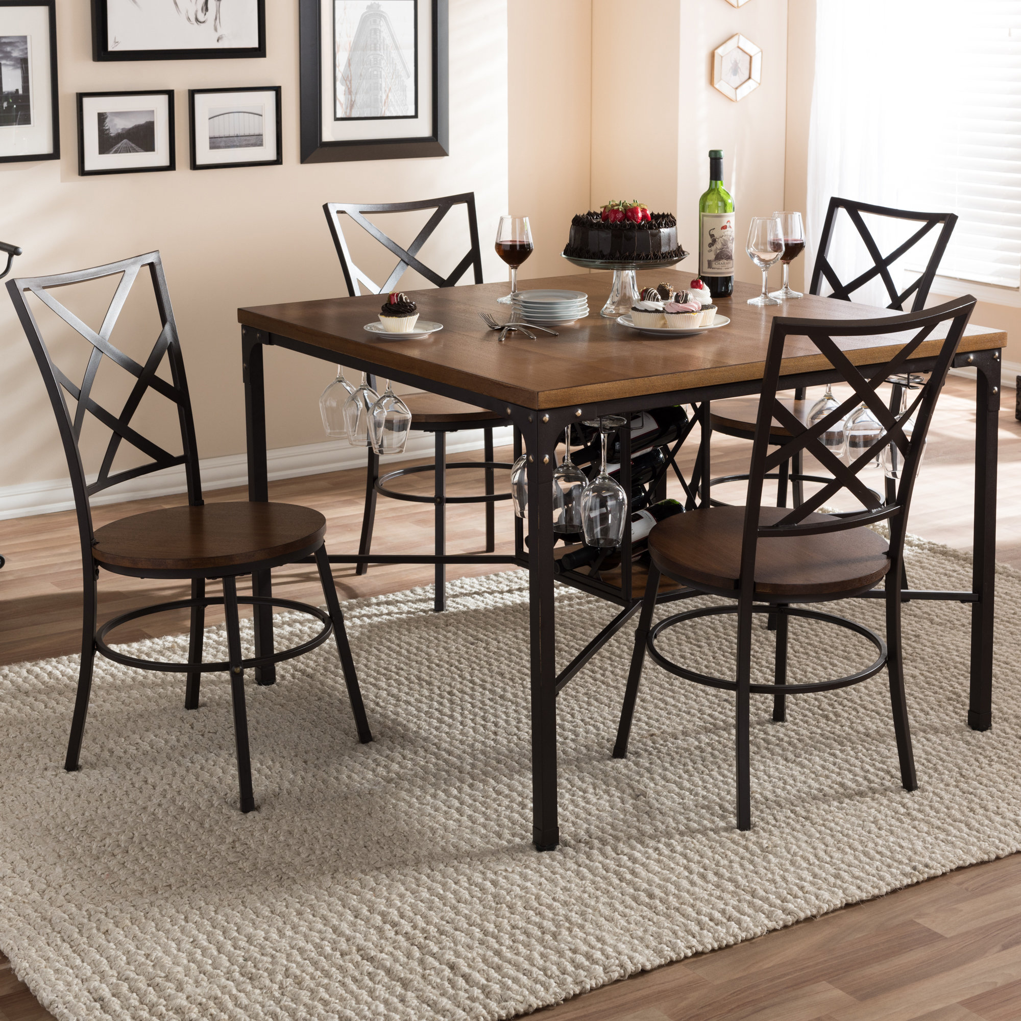 Baxton Studio Vintner 5 Piece Dining Set | Wayfair