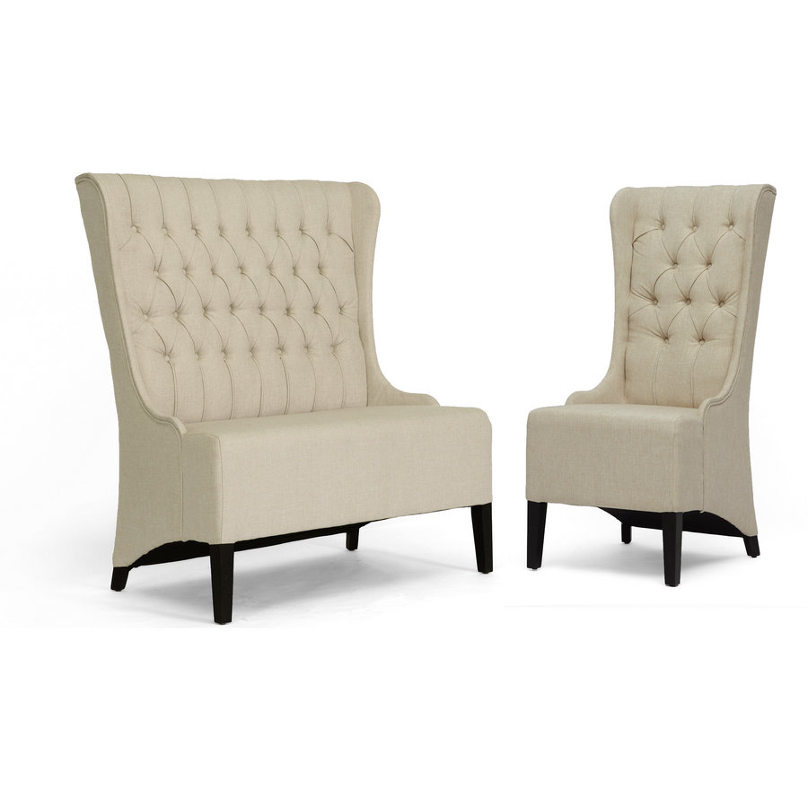 Baxton Studio Vincent Loveseat Bench and Chair Set Wayfair