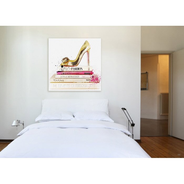 Gold Shoe & Fashion Books by Oliver Gal Graphic Art on Wrapped Canvas ...