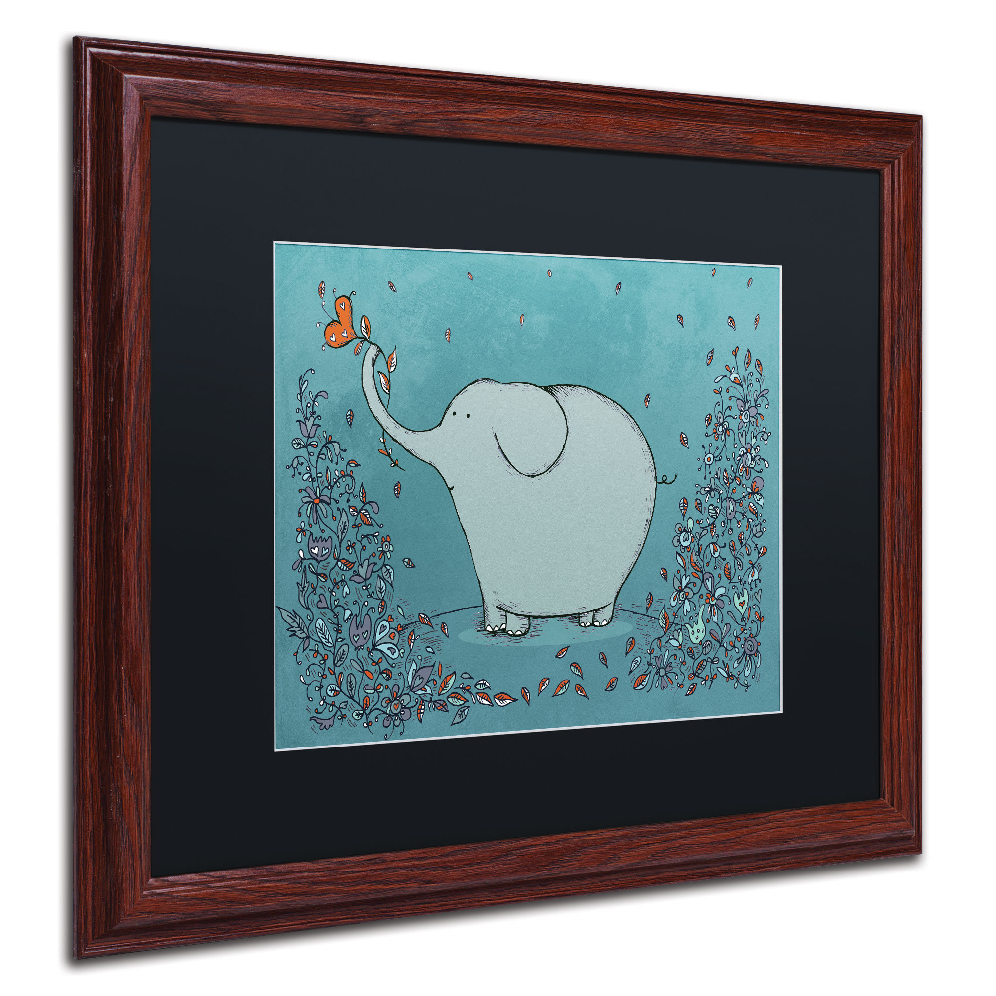 'Garden Elephant' by Carla Martell Matted Framed Graphic Art Wayfair