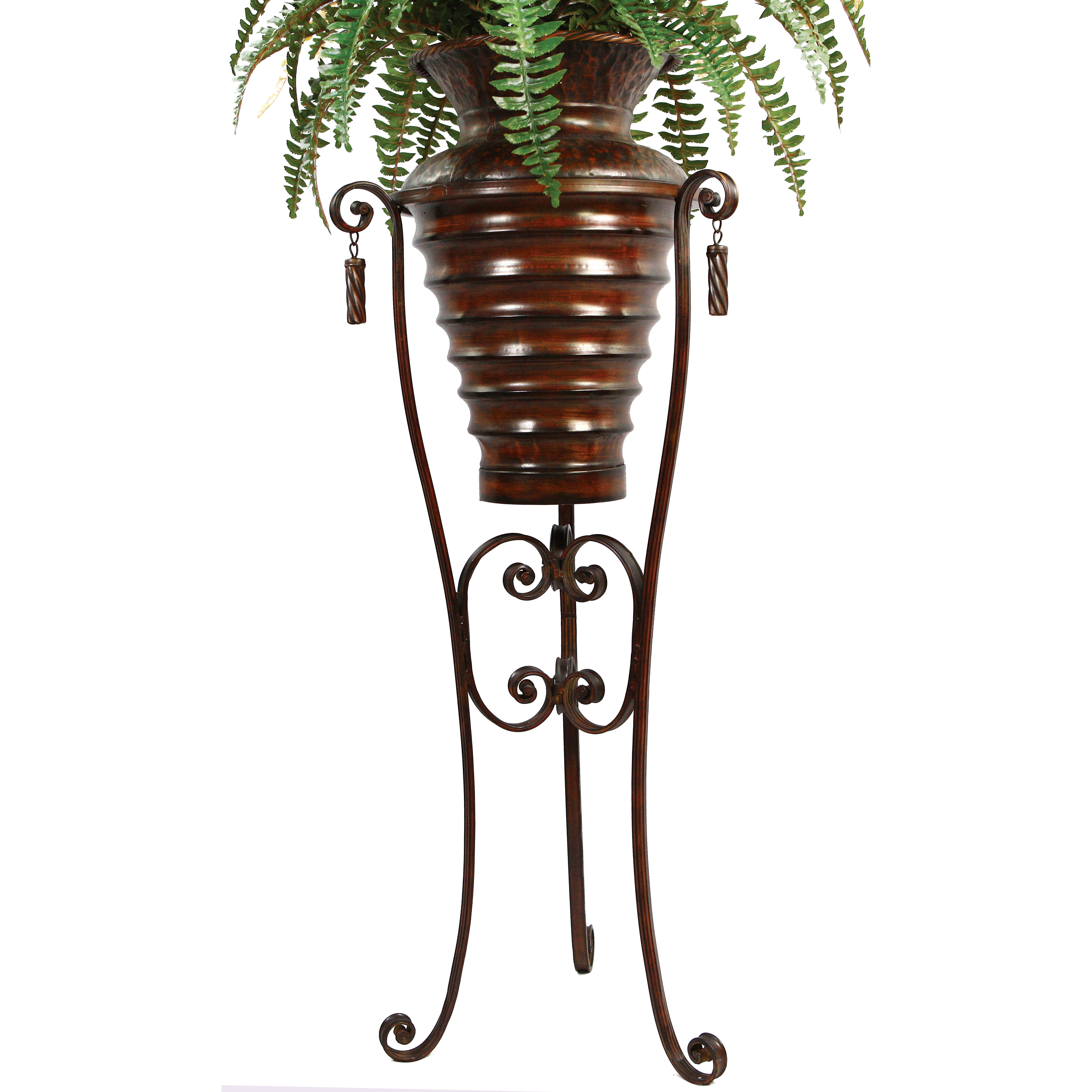 Silk Boston Fern Floor Plant in Metal Planter Wayfair