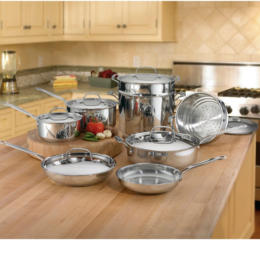 Cuisinart Chef's Classic Stainless Steel 14 Piece Cookware Set Cuisinart 14 Piece Set Stainless Steel