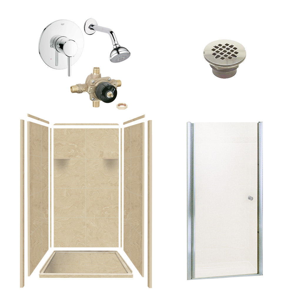 Solid Surface Three Panel Shower Wall Kit Wayfair
