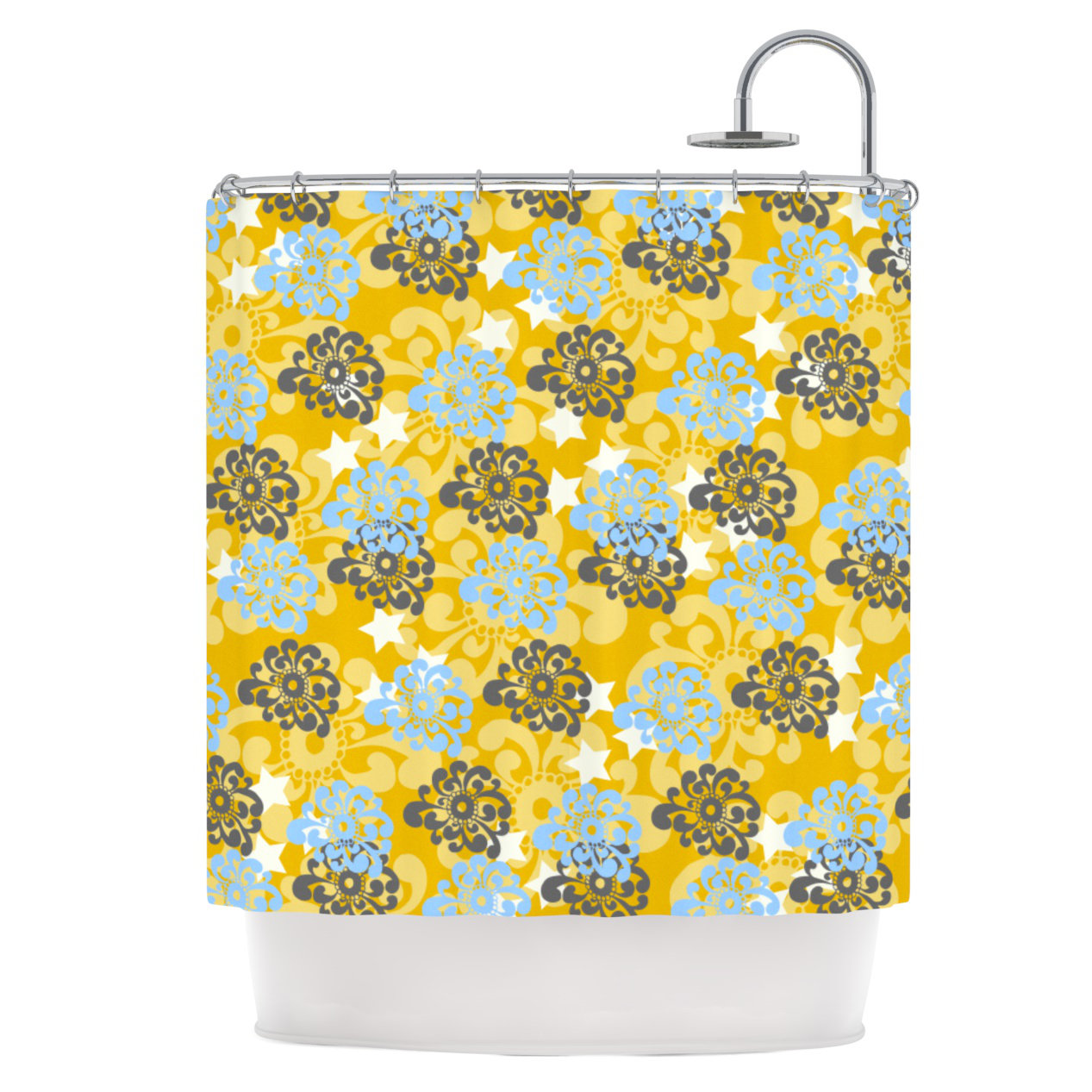 Blue and Yellow Flowers Shower Curtain Wayfair