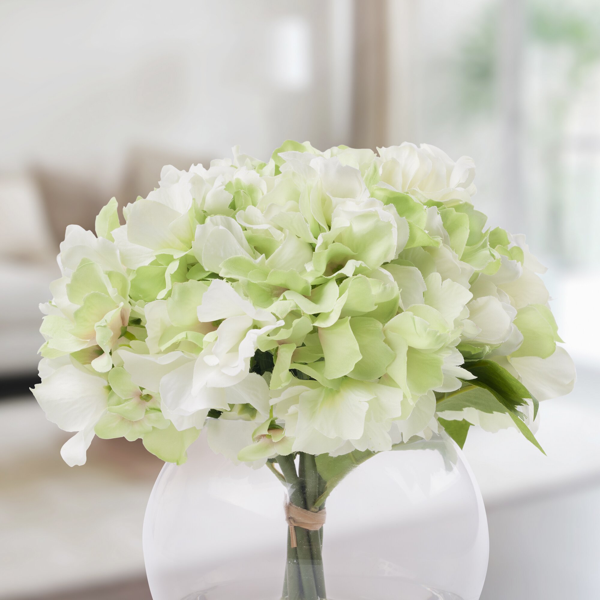 Hydrangea Arrangement in Glass Vase | Wayfair