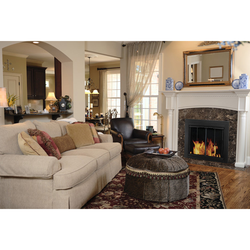 Pleasant Hearth Ascot Fireplace Screen and BiFold TrackFree Glass
