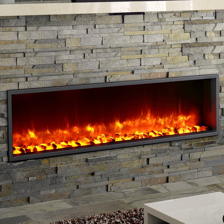 55" Built-in LED Wall Mount Electric Fireplace Insert ...