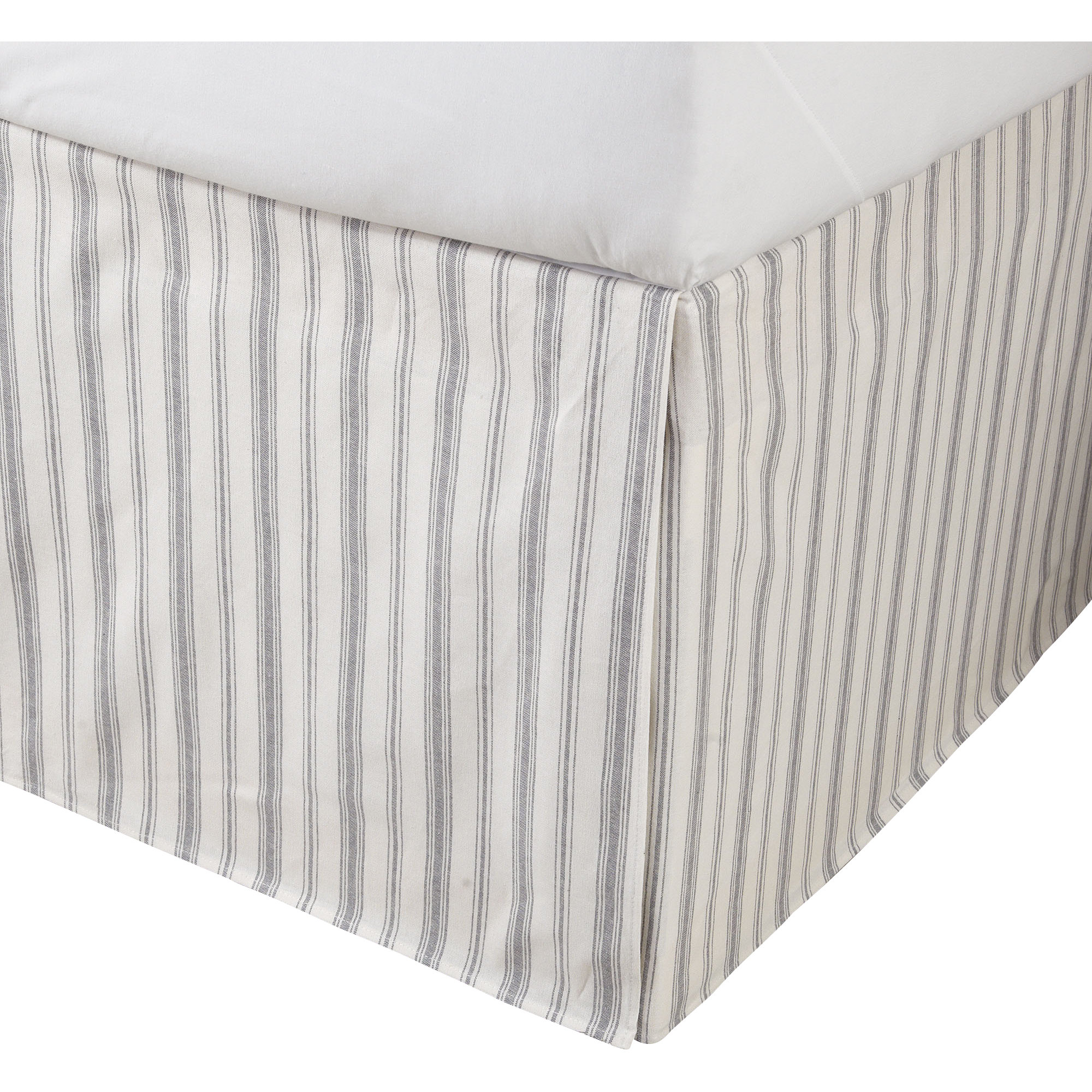 Striped Cotton Bed Skirt in Gray Joss & Main