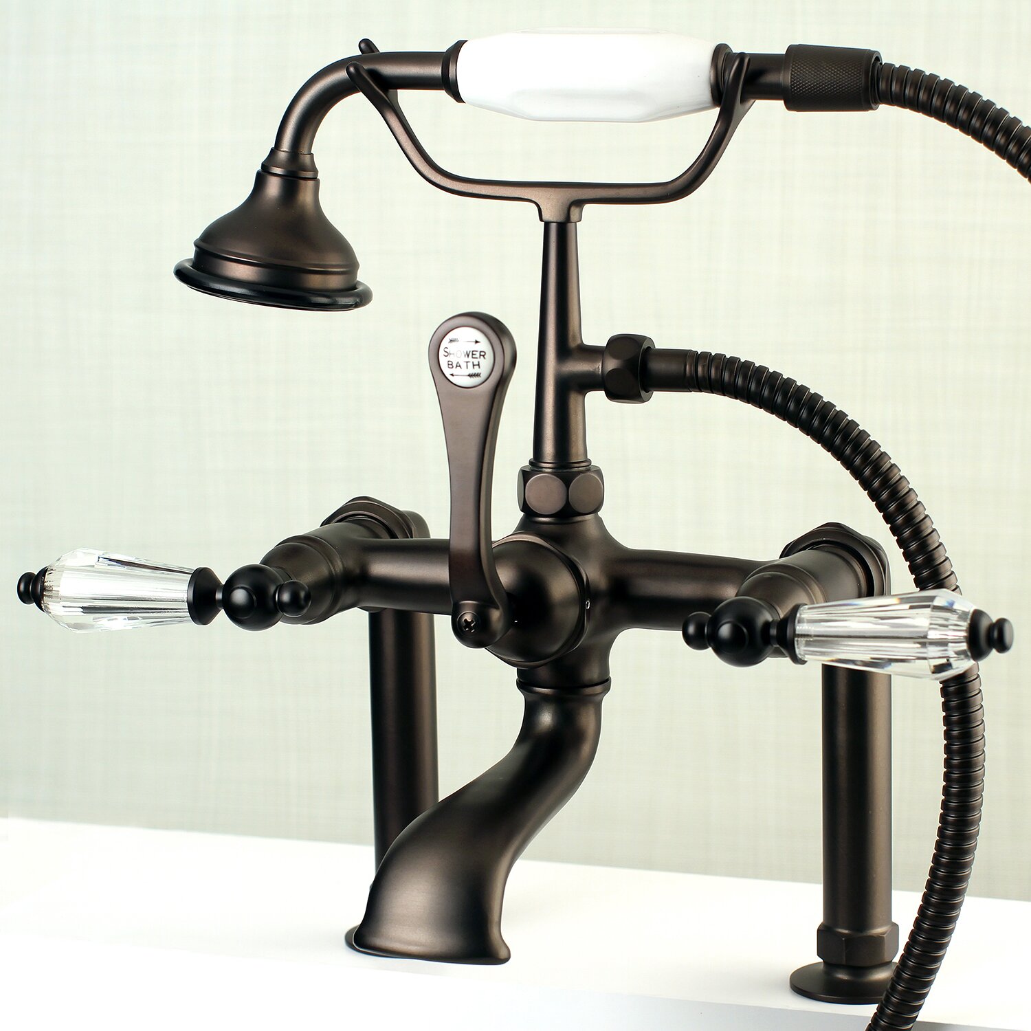 Wilshire Triple Handle Deck Mount Clawfoot Tub Faucet with Hand Shower ...