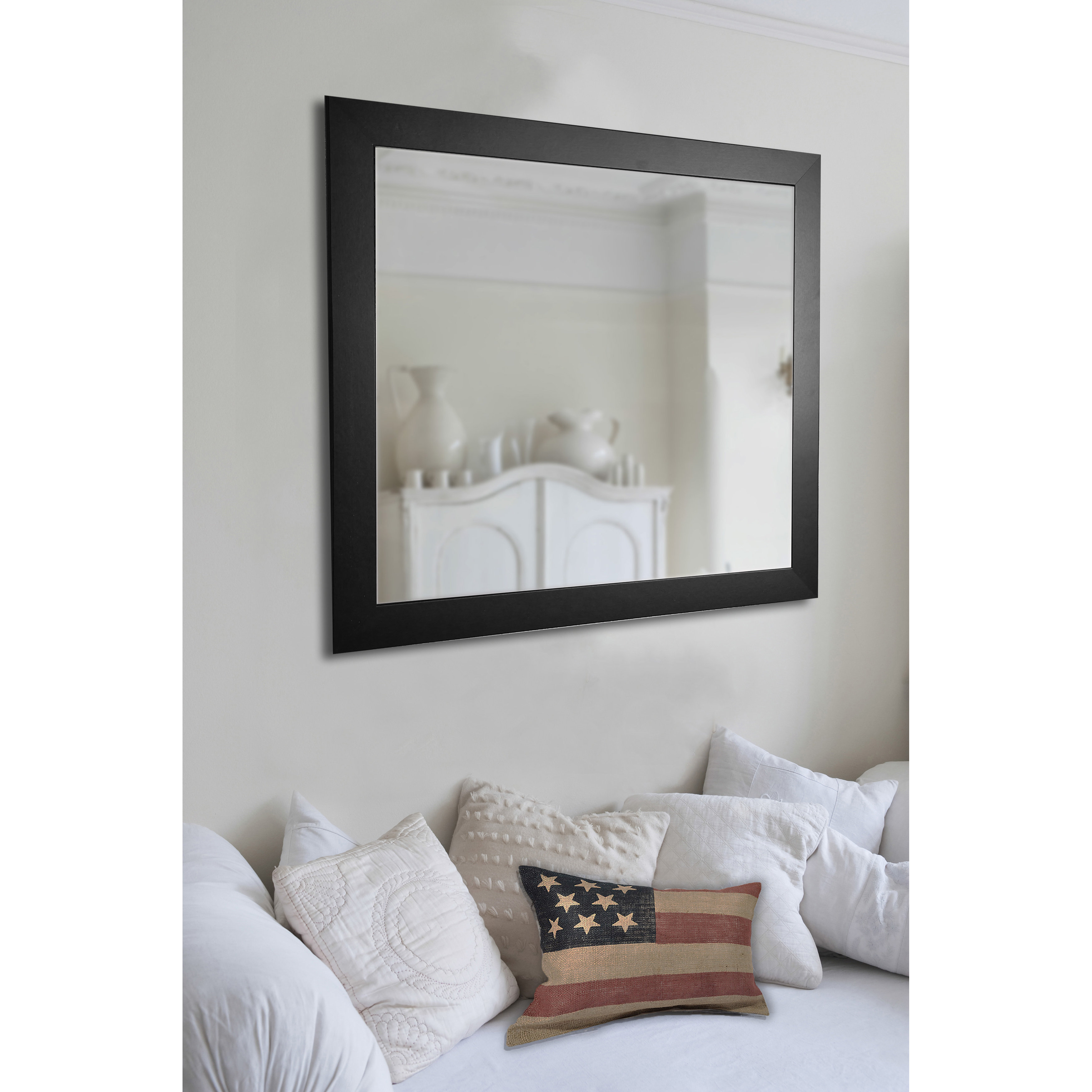 Rayne Mirrors American Made Rayne Black Satin Wide Wall Mirror