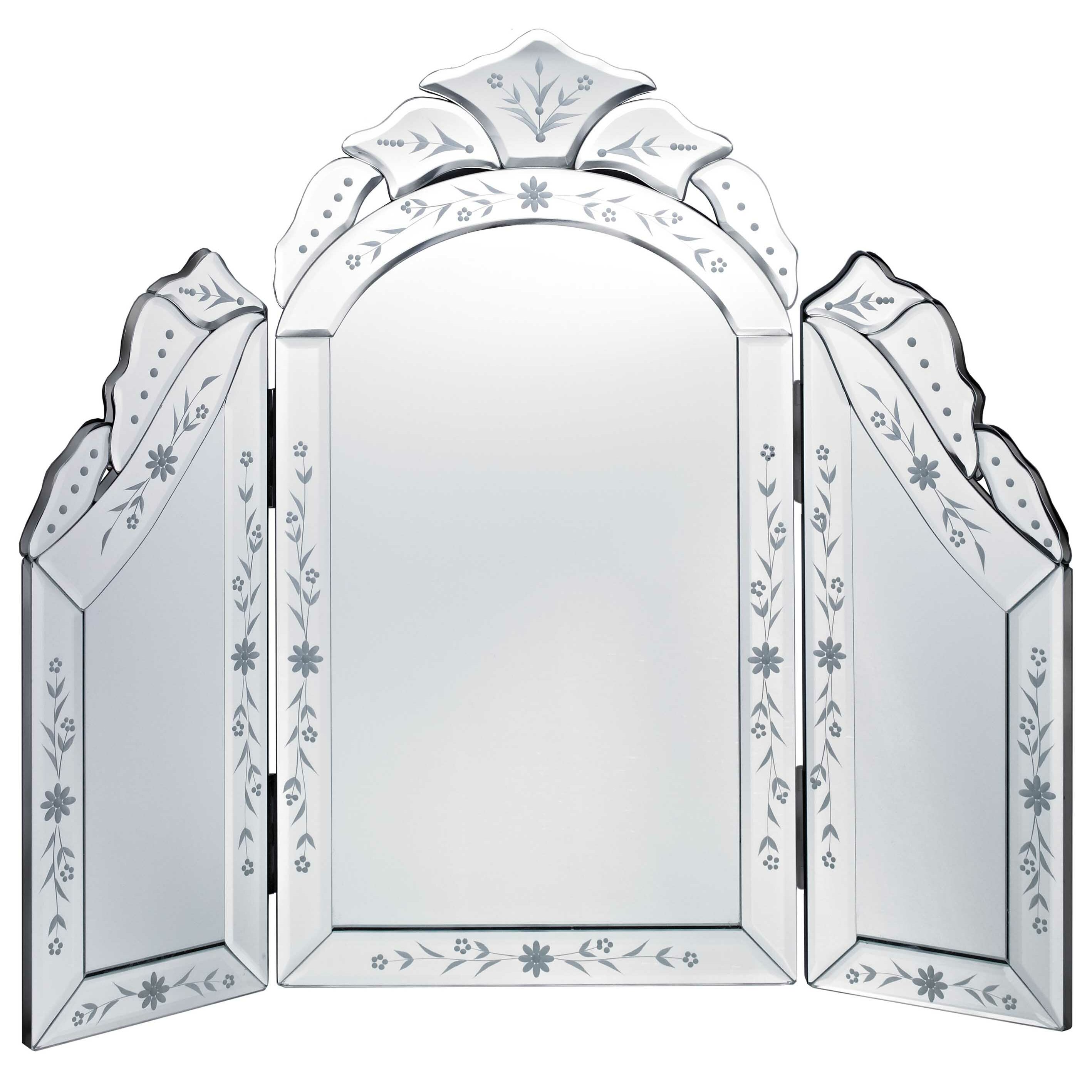 Glass Venetian Tri Fold Dressing Table Mirror | Wayfair
