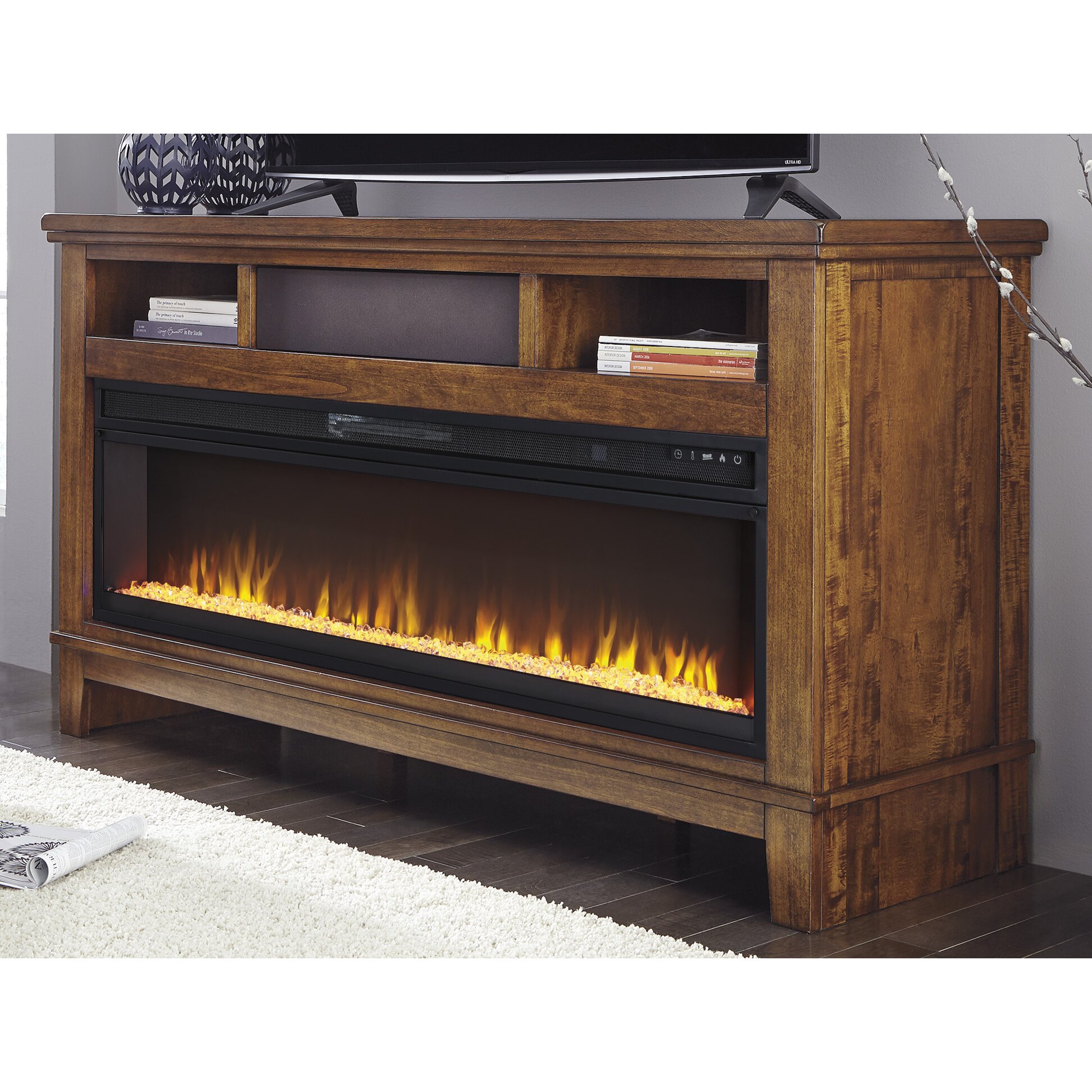 Brayden Studio Hylan TV Stand with Electric Fireplace ...