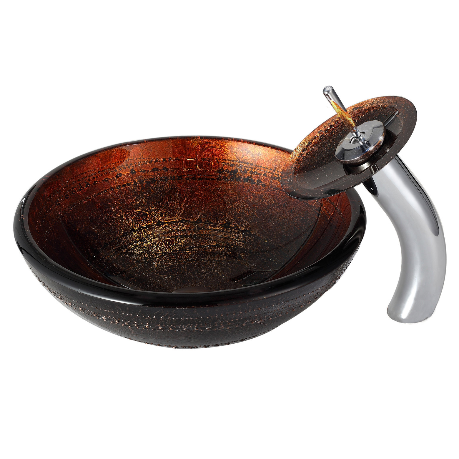 Prometheus Glass Vessel Sink with Waterfall Faucet Wayfair