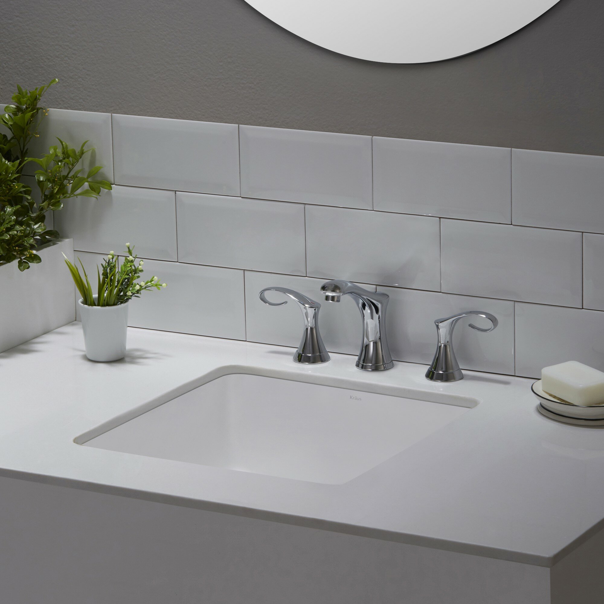 Elavo™ Ceramic Square Undermount Bathroom Sink with