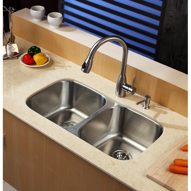 Undermount 32" Double Bowl 50/50 Kitchen Sink | Wayfair