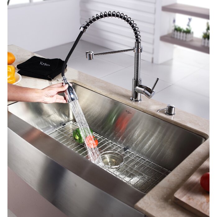 One Handle Single Hole Kitchen Faucet with Soap Dispenser | Wayfair
