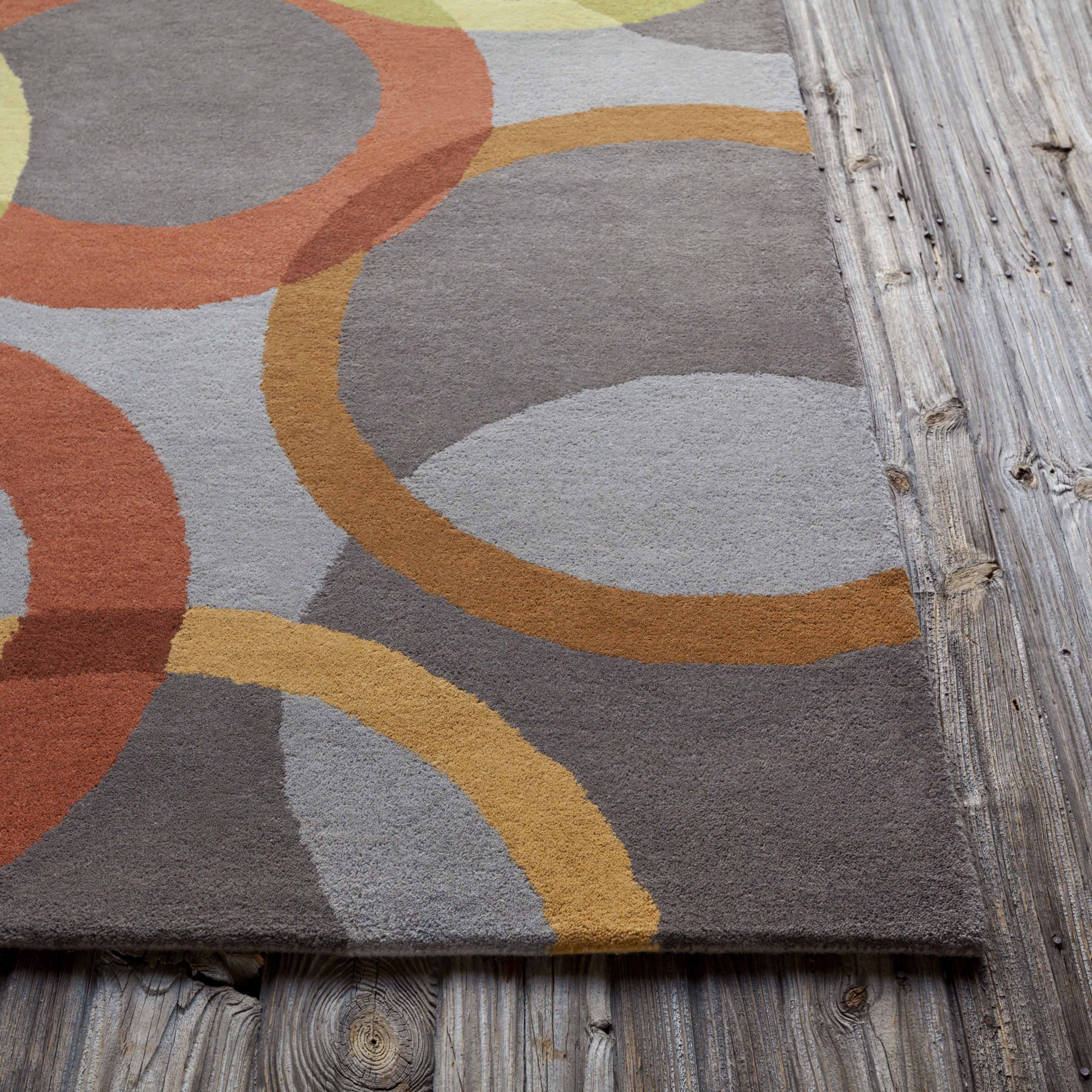 Chandra Allie Hand Tufted Wool Warm Gray/Orange Area Rug & Reviews