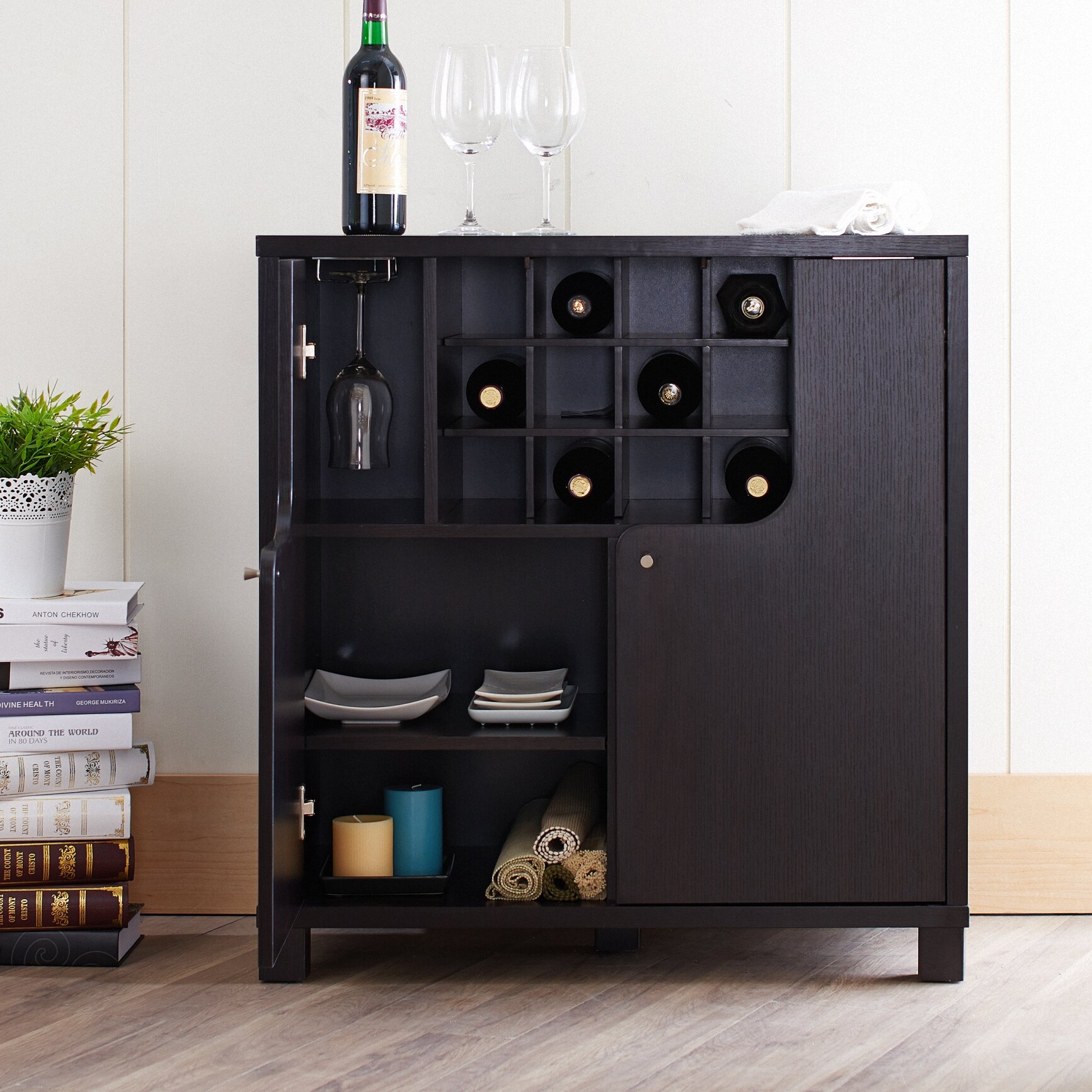 Hokku Designs Delane 12 Bottle Wine Bar Reviews Wayfair   Delane Modern Wine Cabinet JEJ 24916 